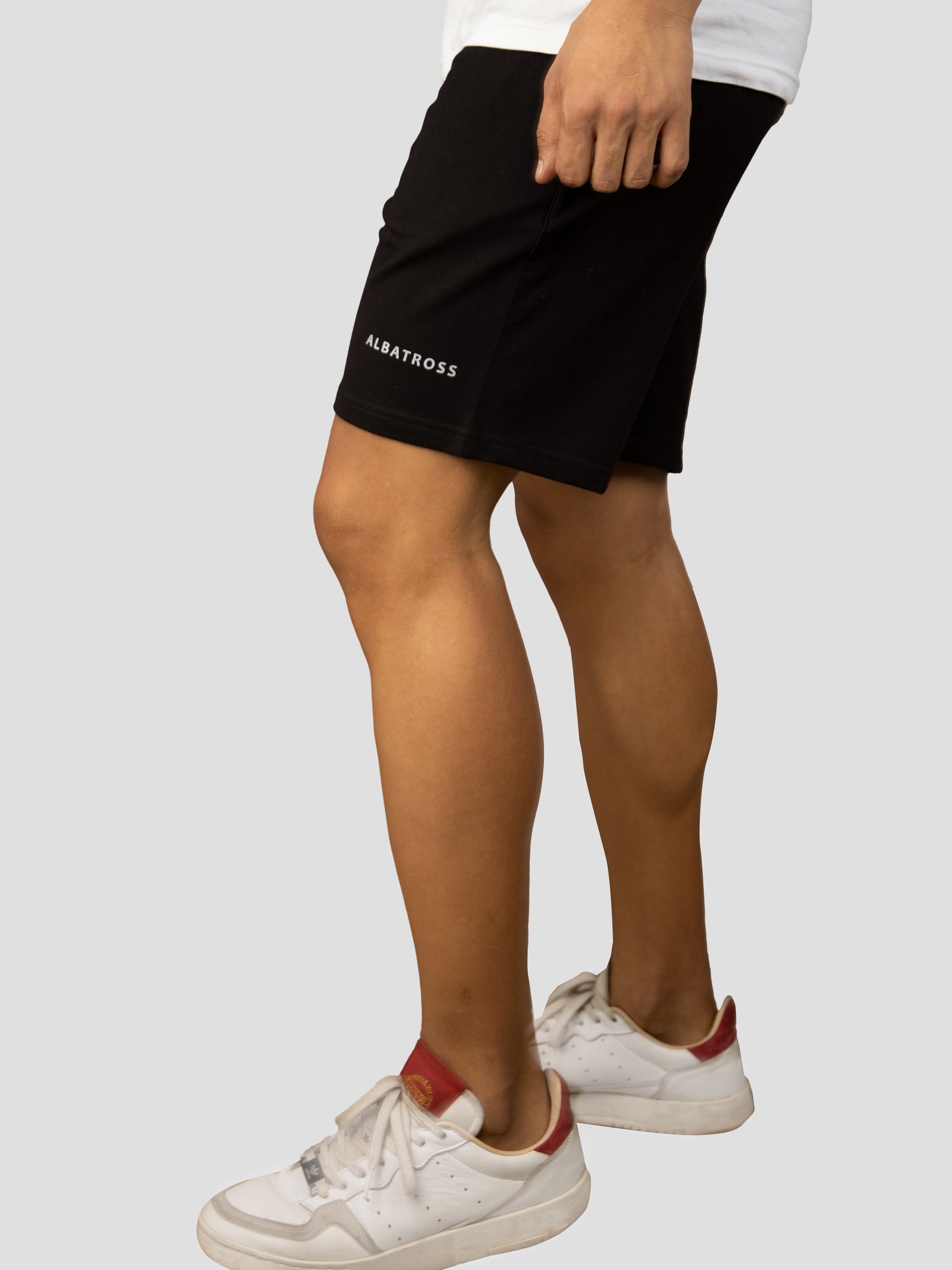 Black casual premium loopknit shorts for men