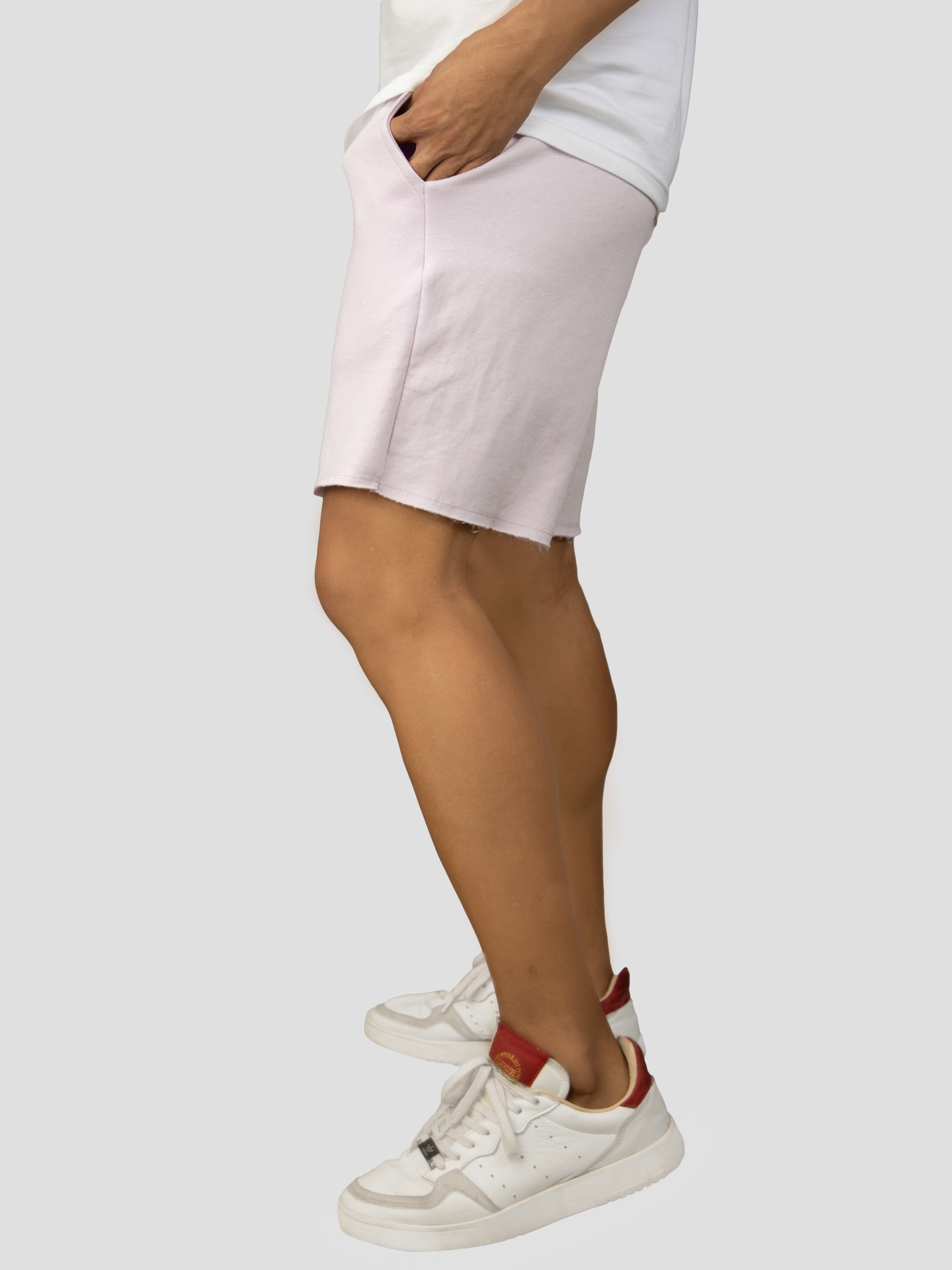 Lilac casual cotton fleece shorts for men