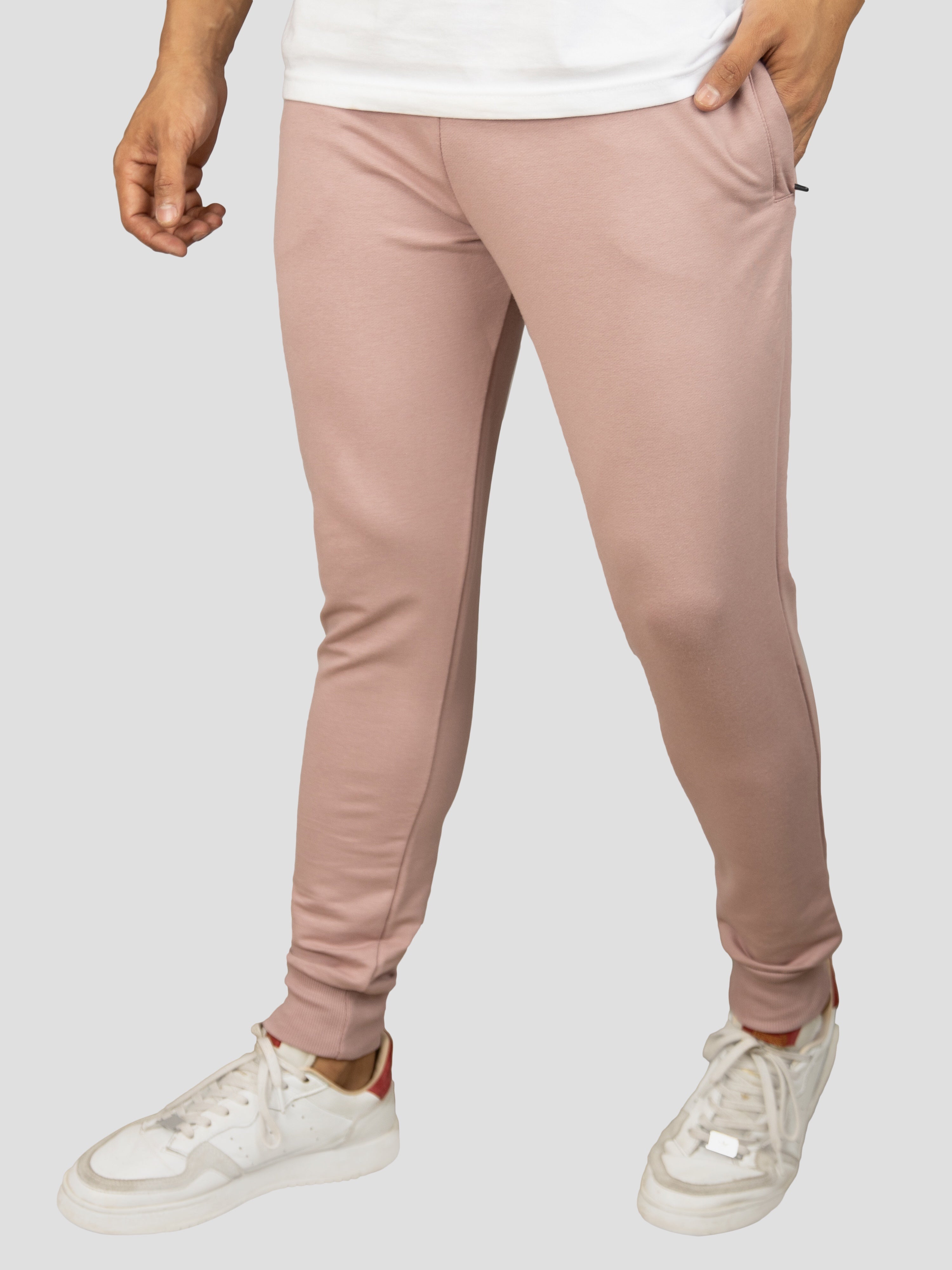 Rose Pink Casual Premium Loopknit Track Pant For Mens