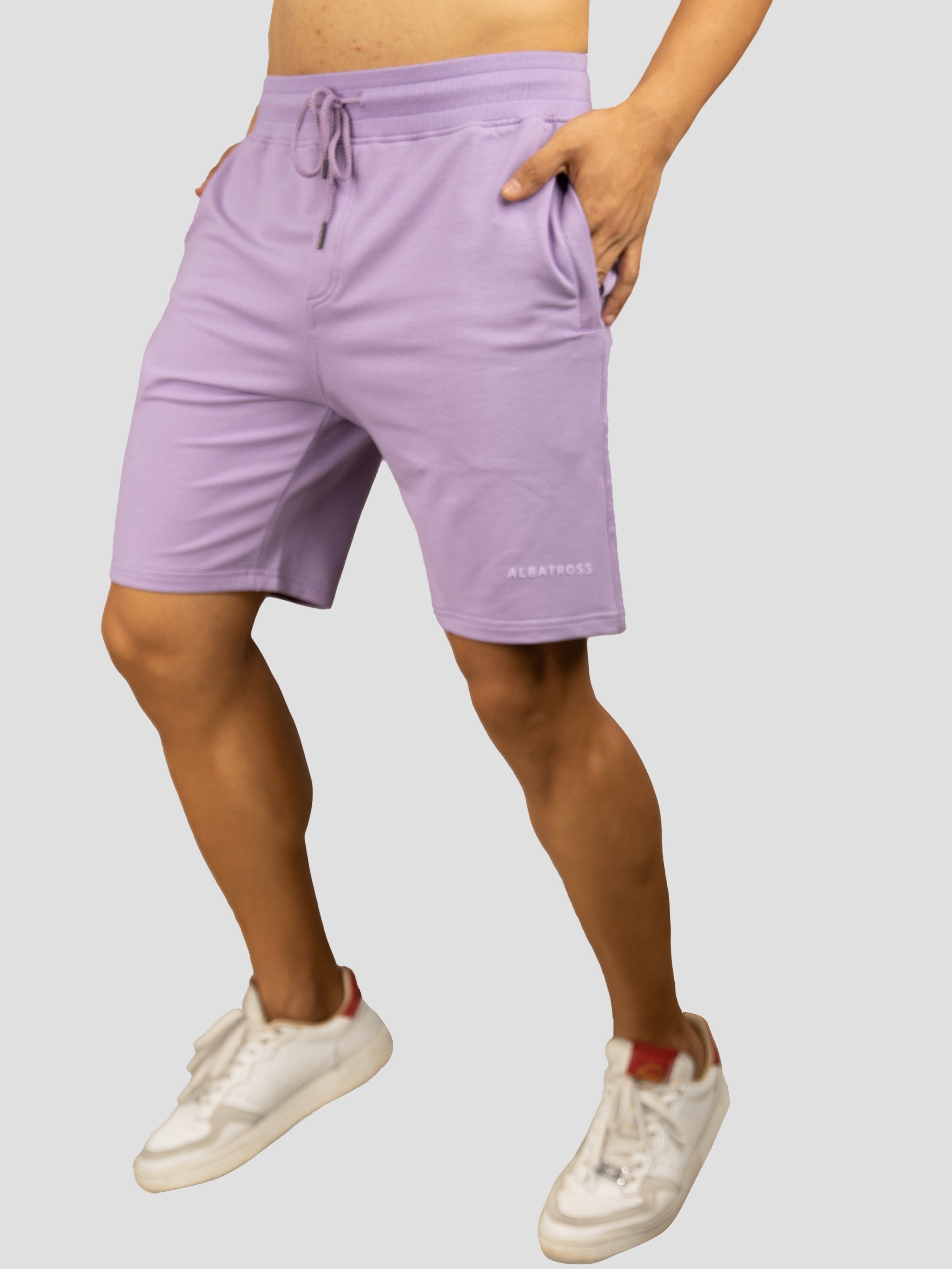 Purple casual premium loopknit shorts for men