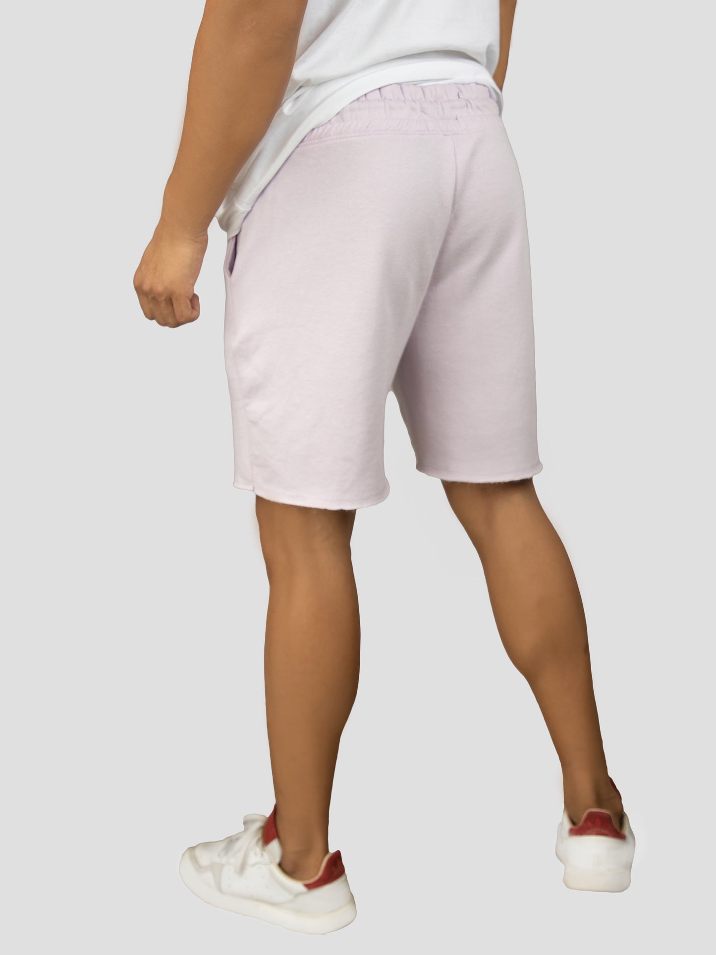 Lilac casual cotton fleece shorts for men
