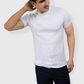 White Half Sleeve Flat Knit self striped Round neck T-Shirt for men