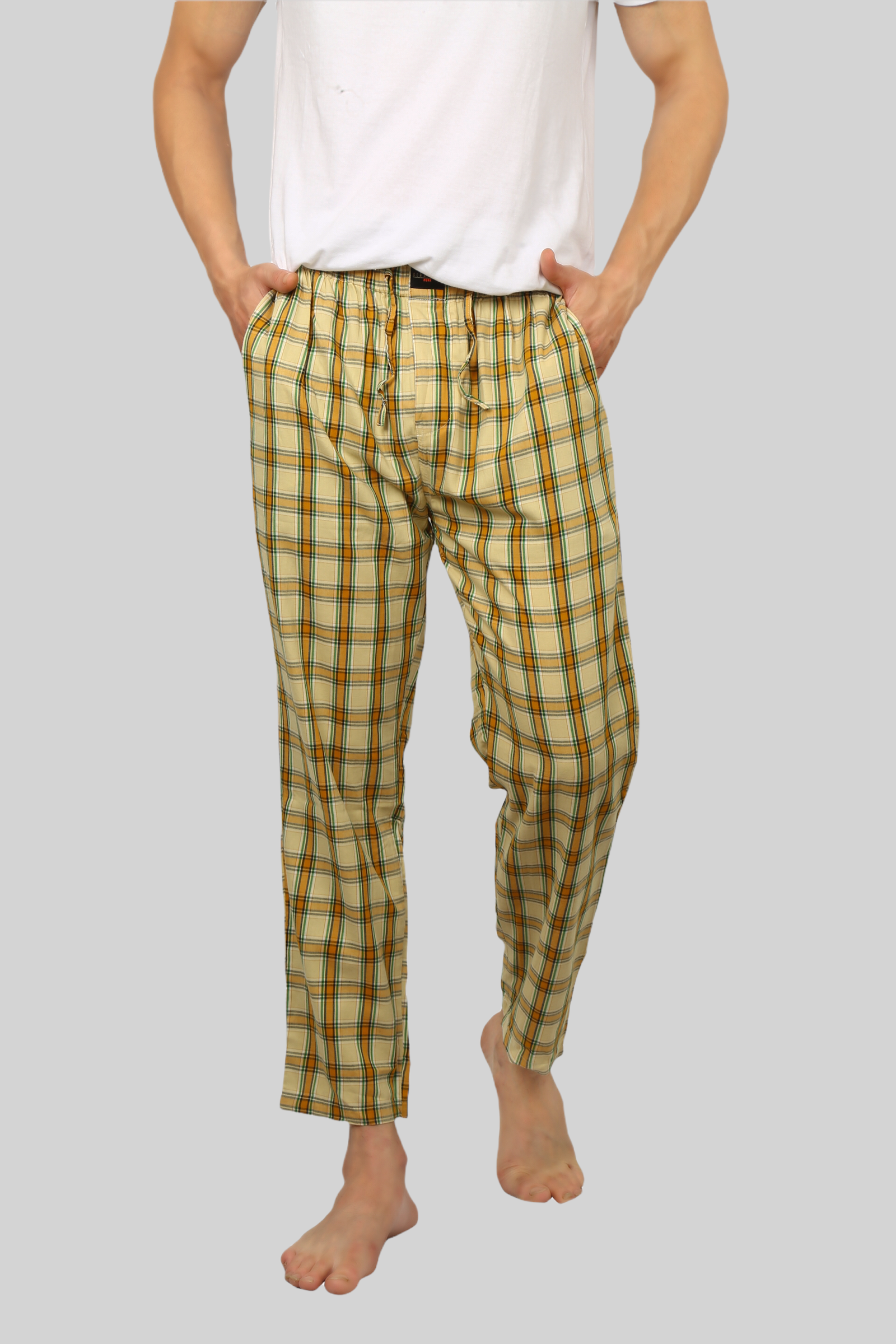 Beige soft and super comfortable checkered pajamas for men