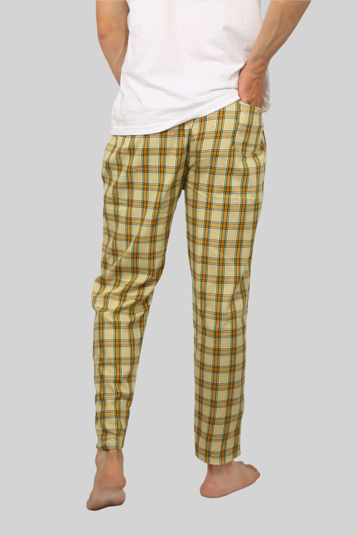 Beige soft and super comfortable checkered pajamas for men