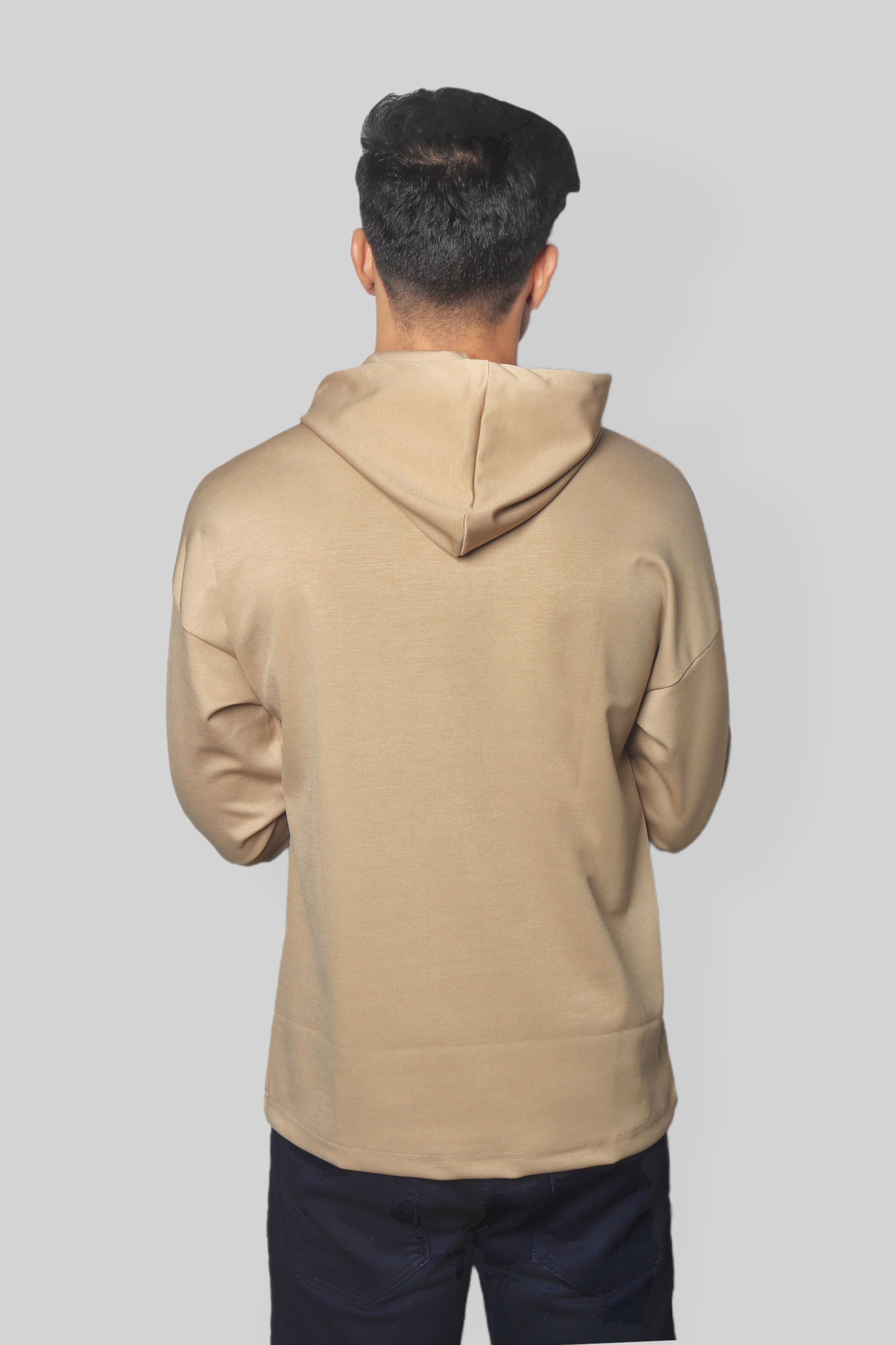 Beige off shoulder Oversized Hoodie