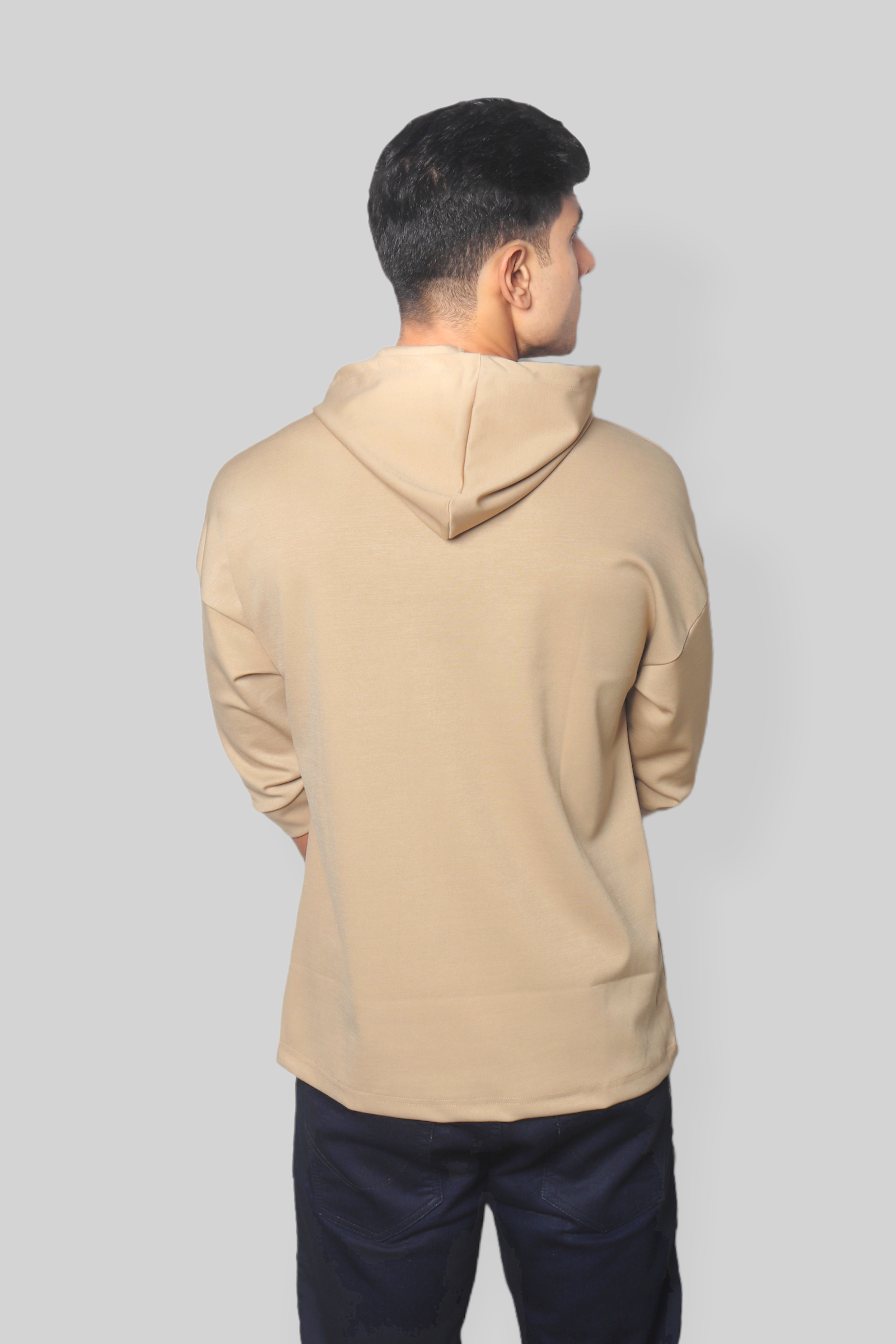 Beige off shoulder Oversized Hoodie