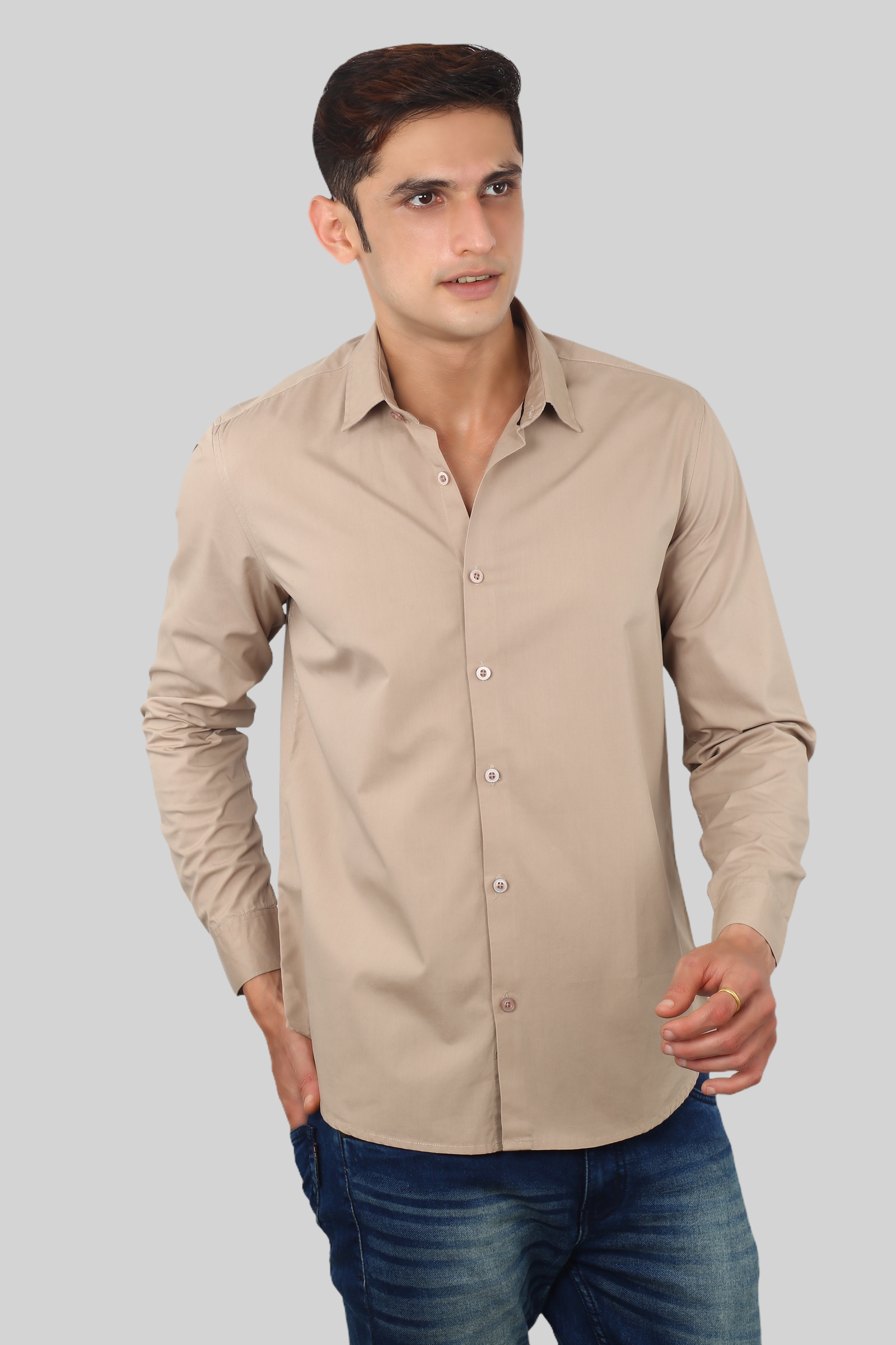 Biscuit Plain Cotton Shirt