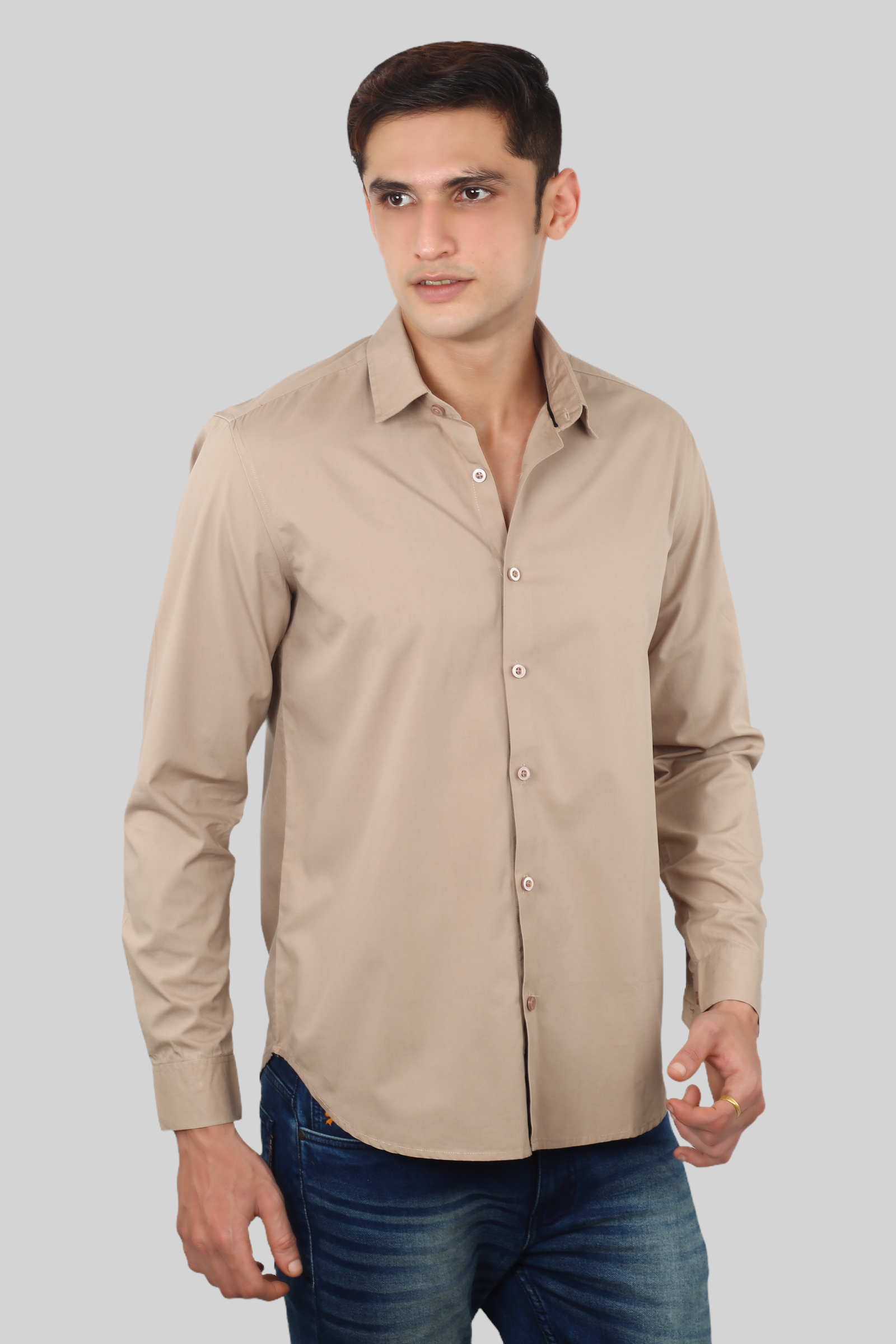 Biscuit Plain Cotton Shirt