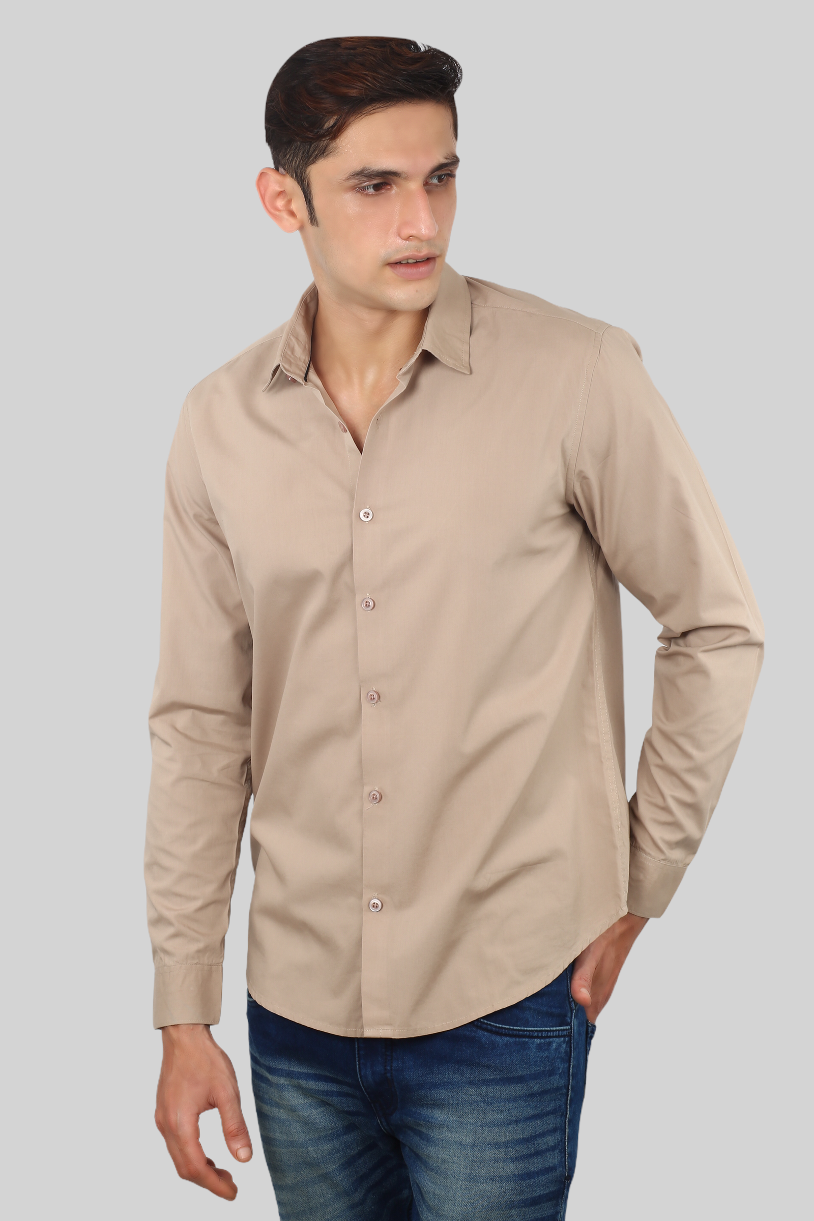 Biscuit Plain Cotton Shirt