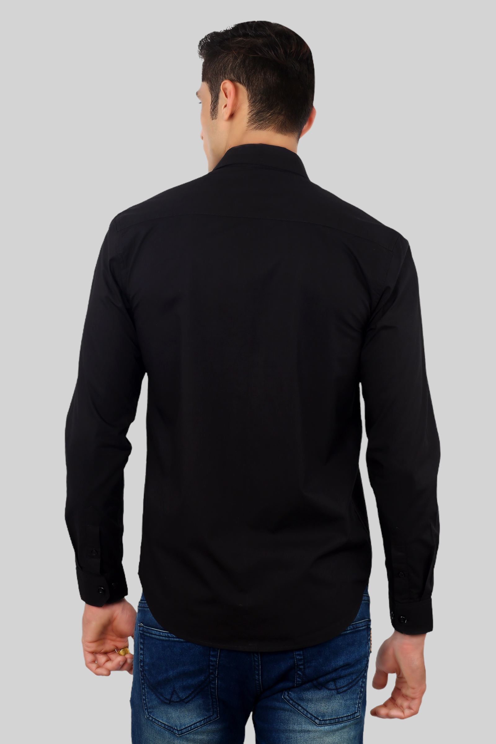 Black Plain Cotton Shirt