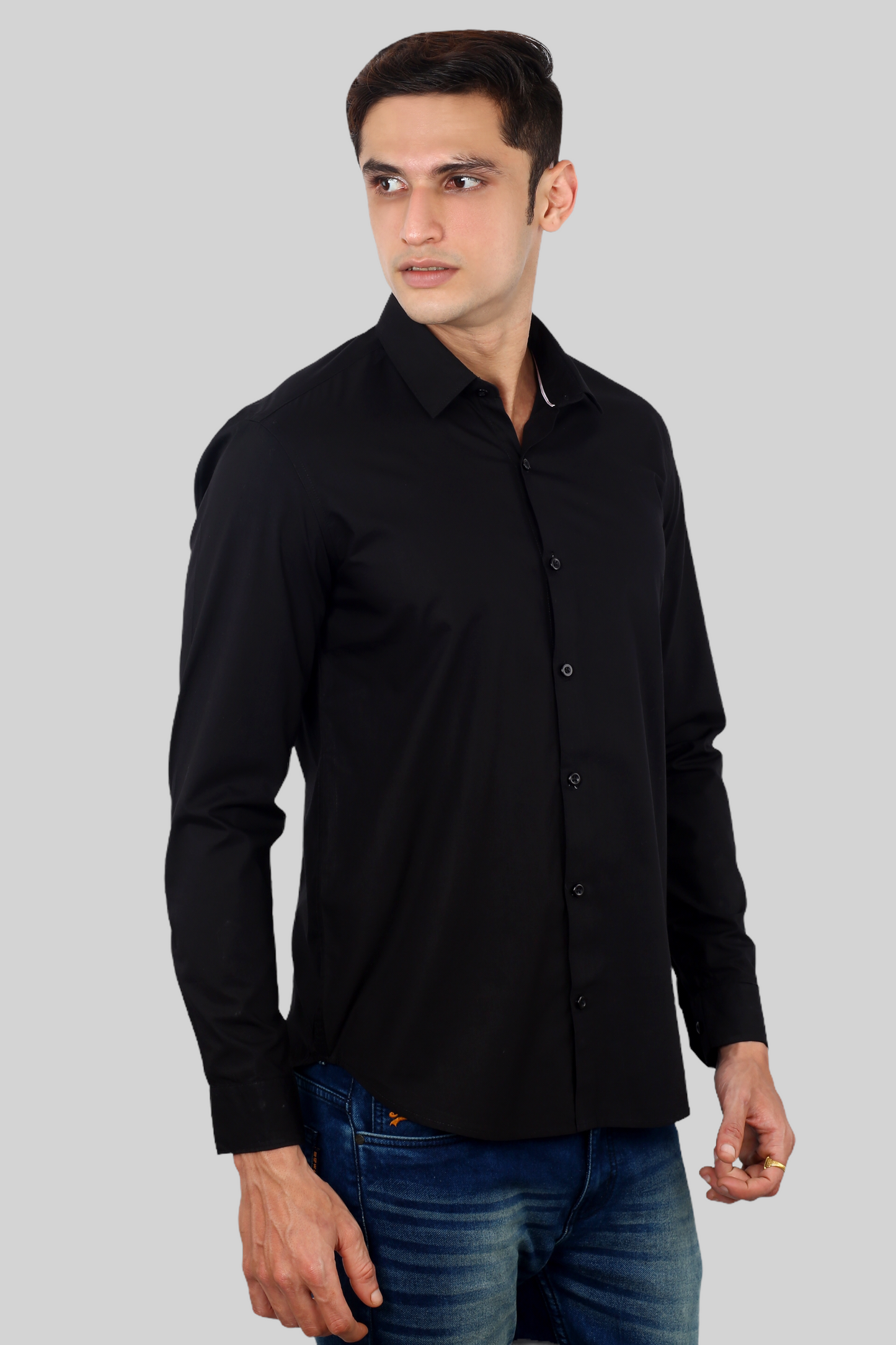 Black Plain Cotton Shirt