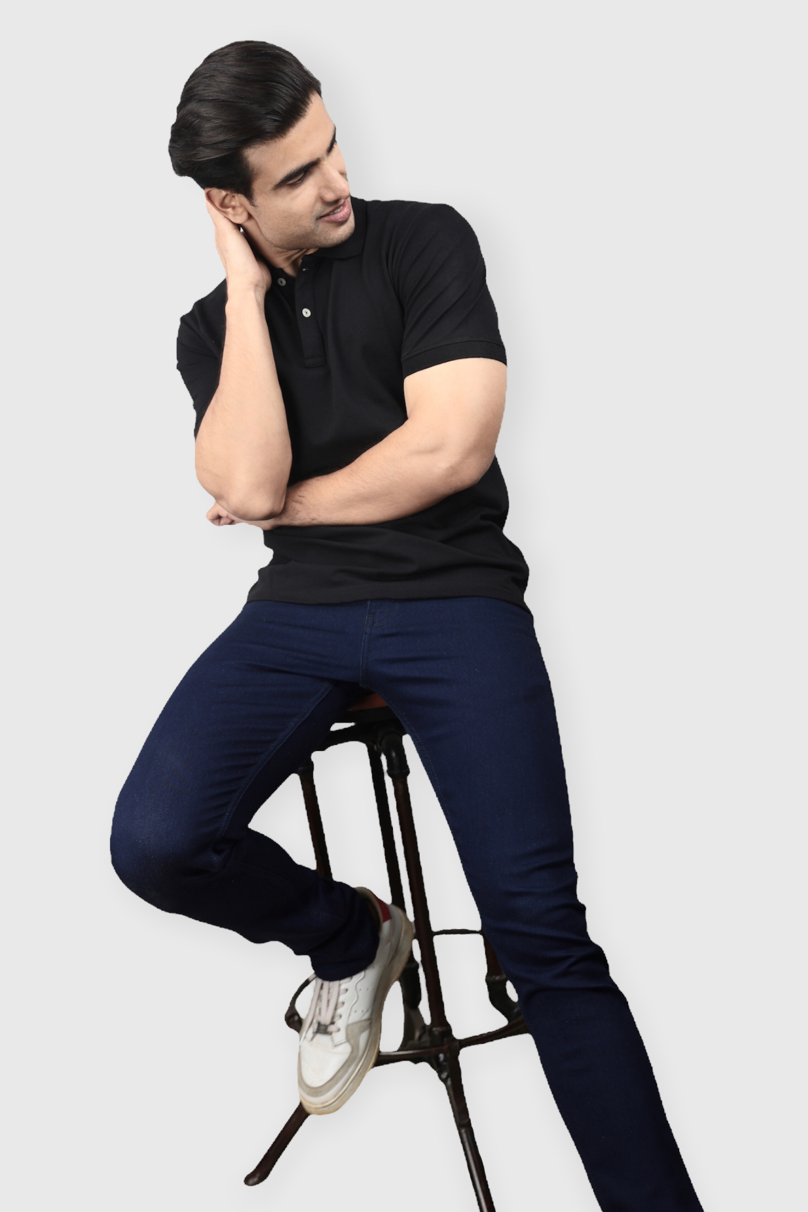 Albatross men’s Black cotton Matty collar tshirt