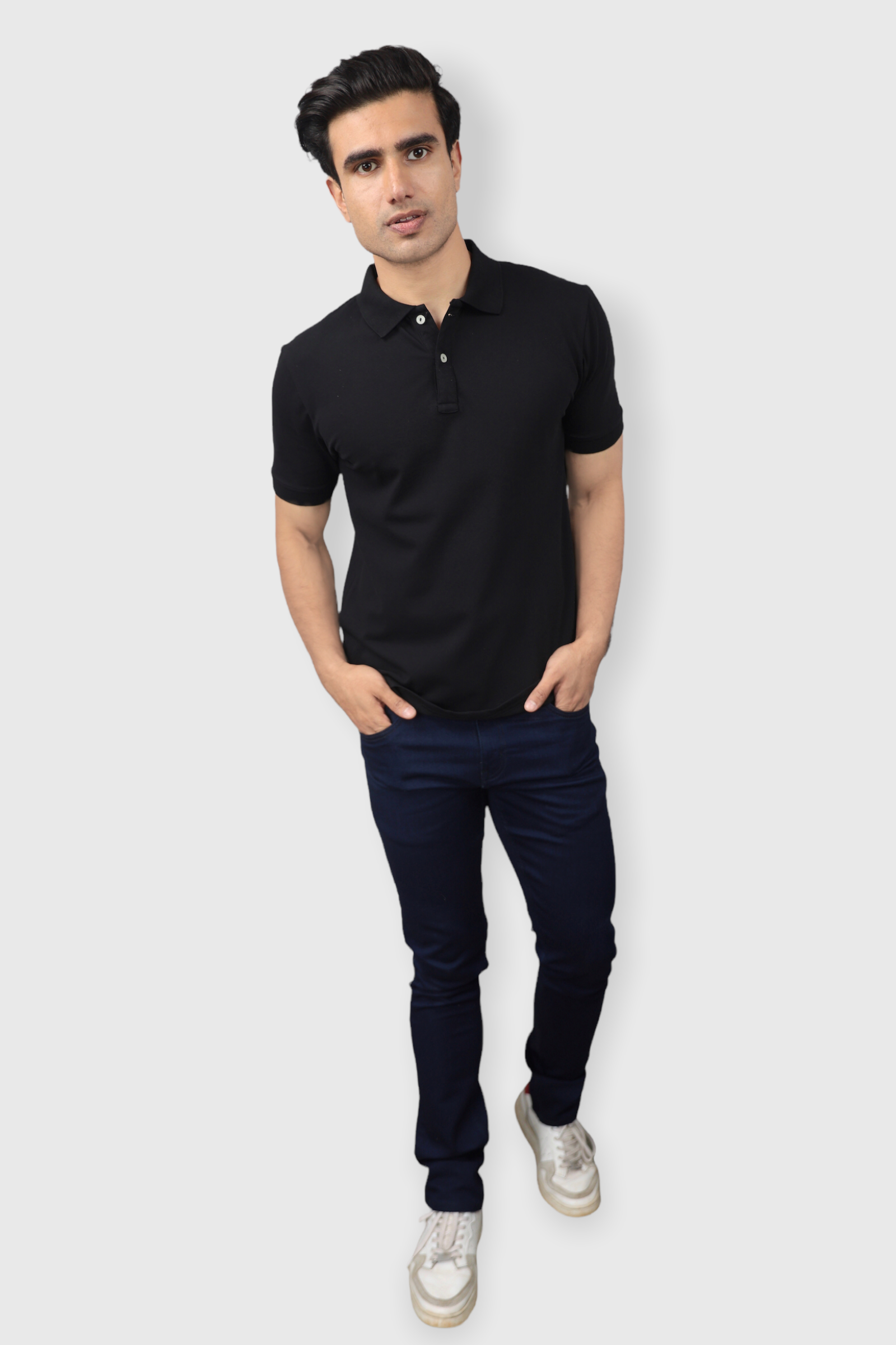 Albatross men’s Black cotton Matty collar tshirt