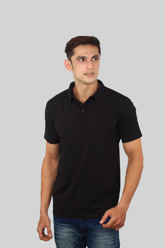 Black Classic Italian Collar T-shirt for men