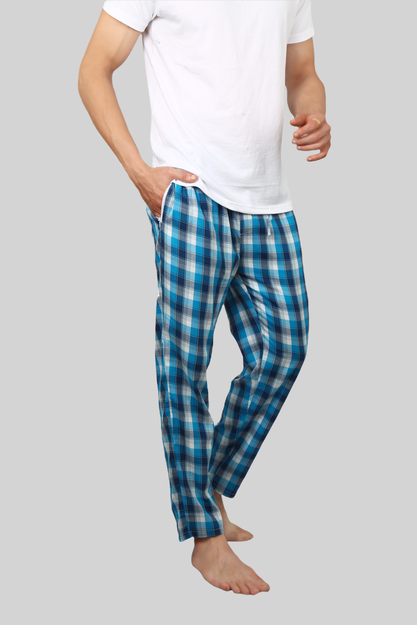 Steel Blue soft and super comfortable checkered pajamas for men