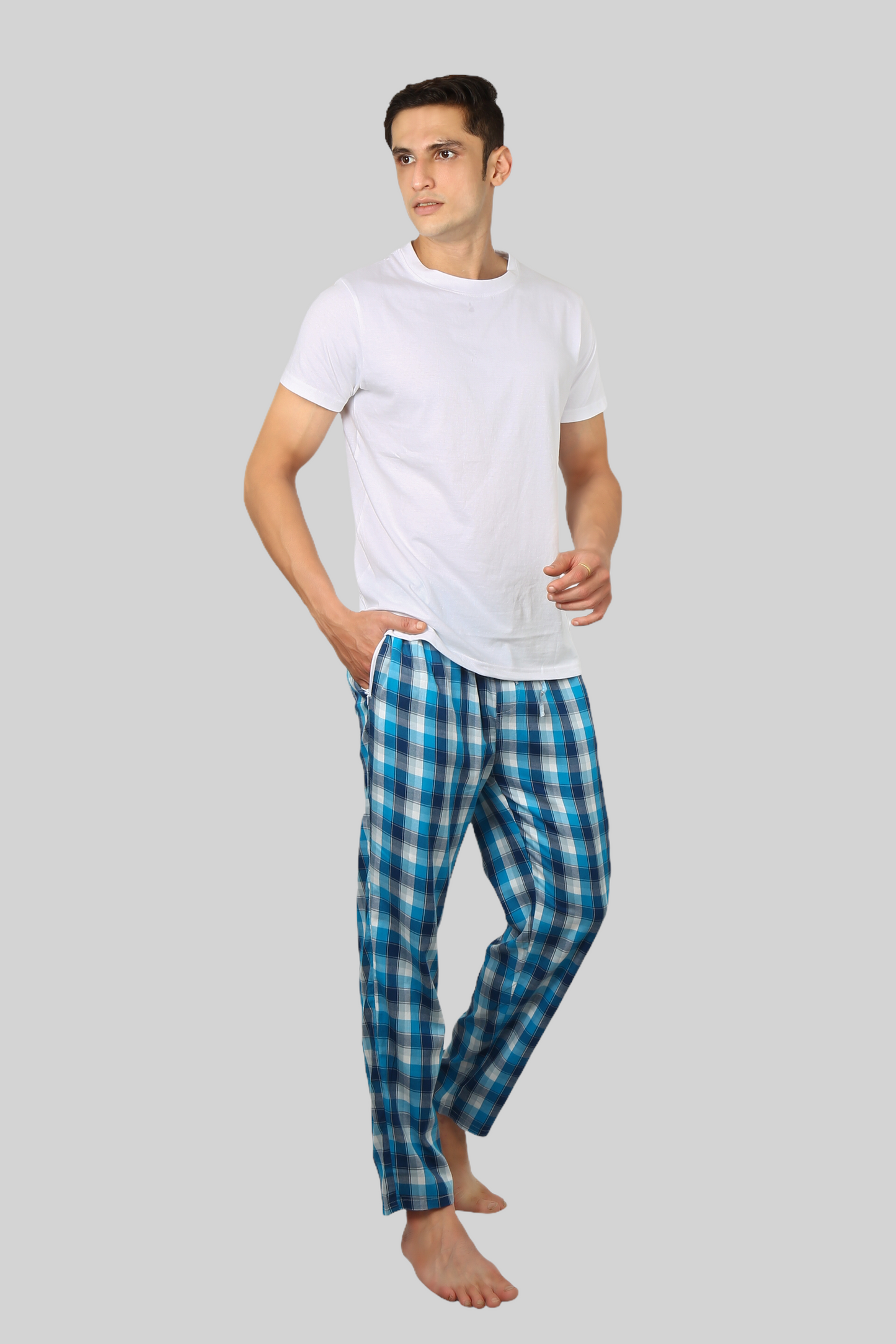 Steel Blue soft and super comfortable checkered pajamas for men