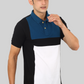 Blue-White Albatross men’s panel color-block cotton Matty collar tshirt