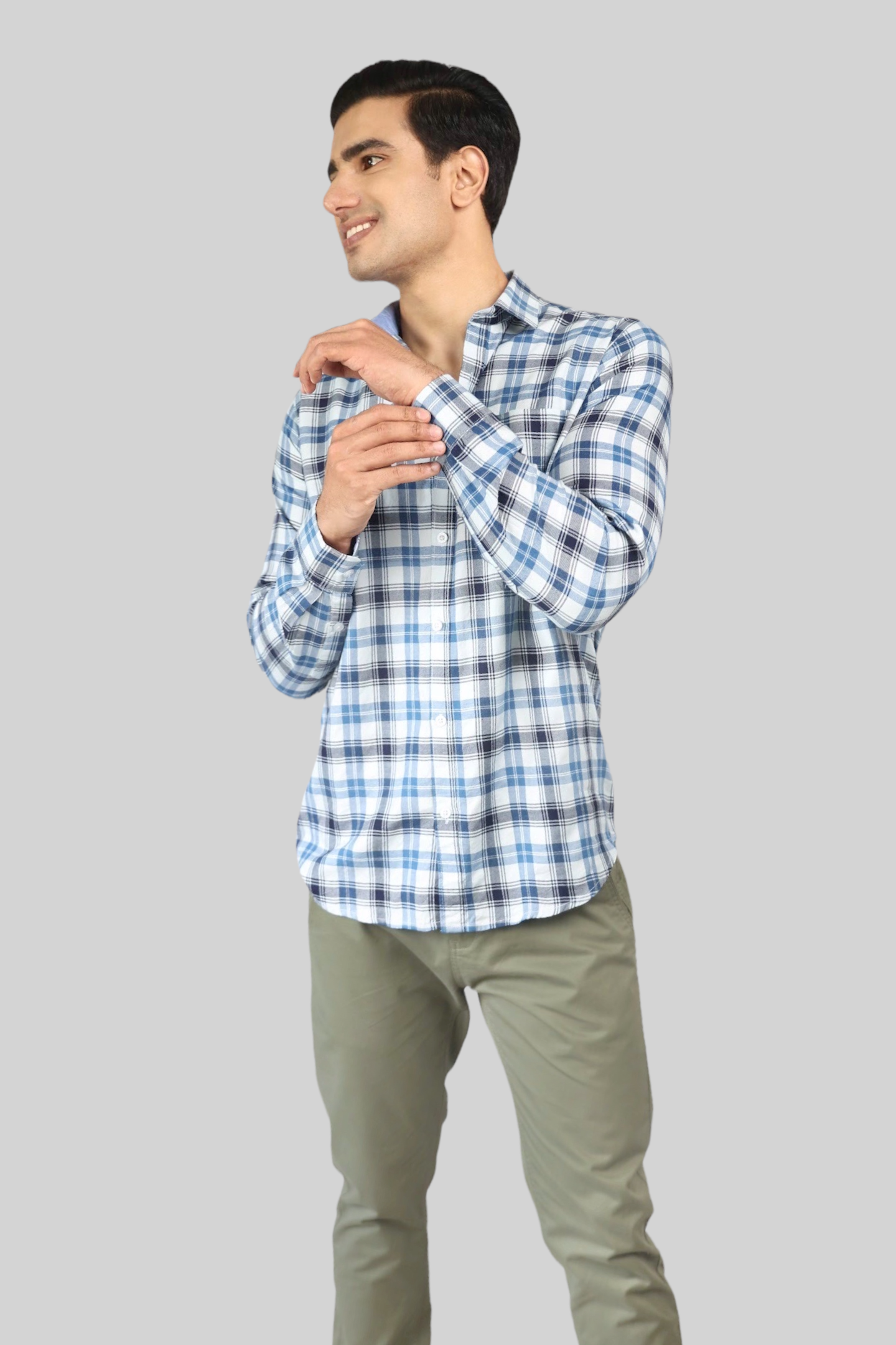 white-blue Checks premium Cotton shirt for men