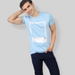 Classic Italian Sky blue portrait printed T-shirt for men