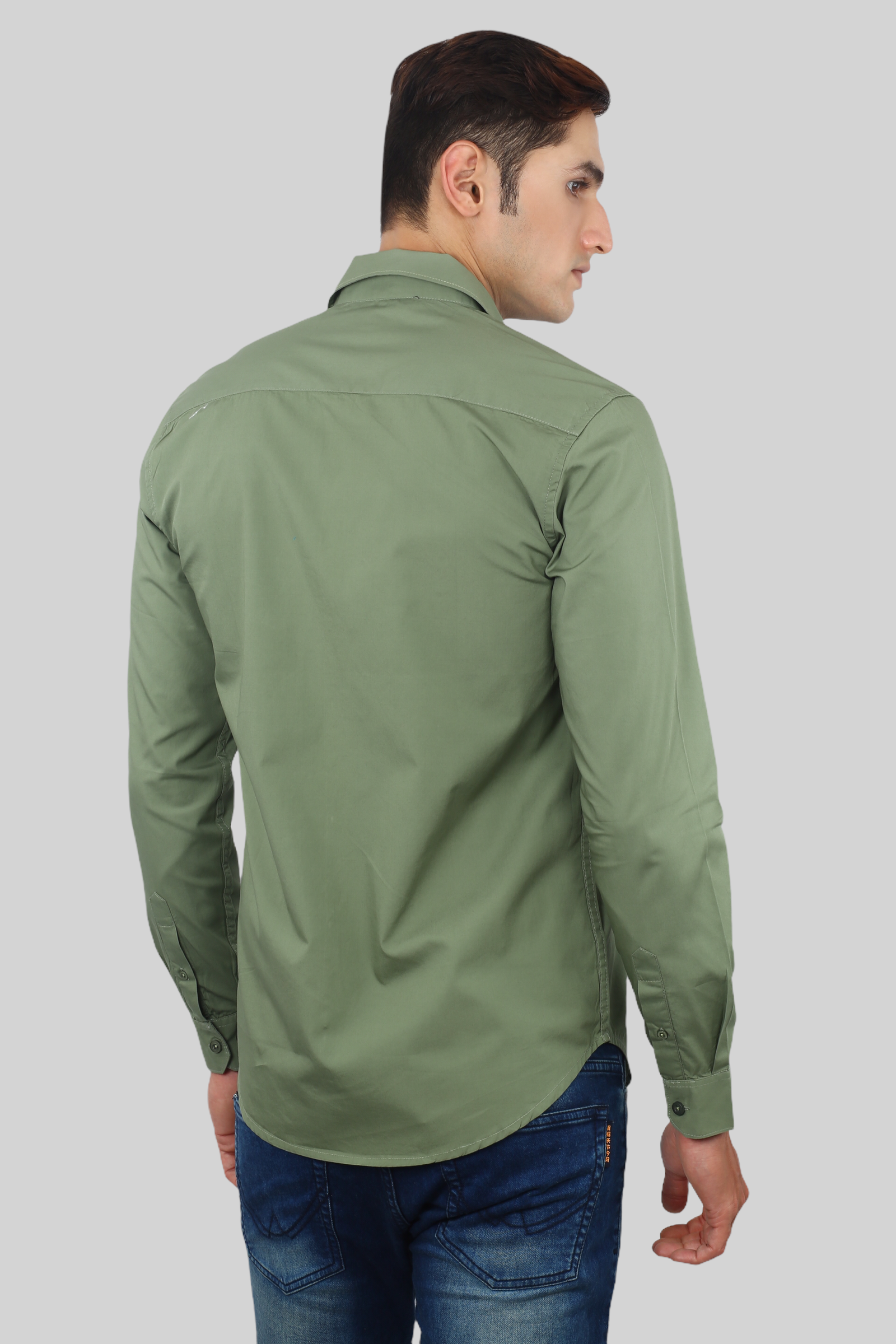 Green Plain Cotton Shirt