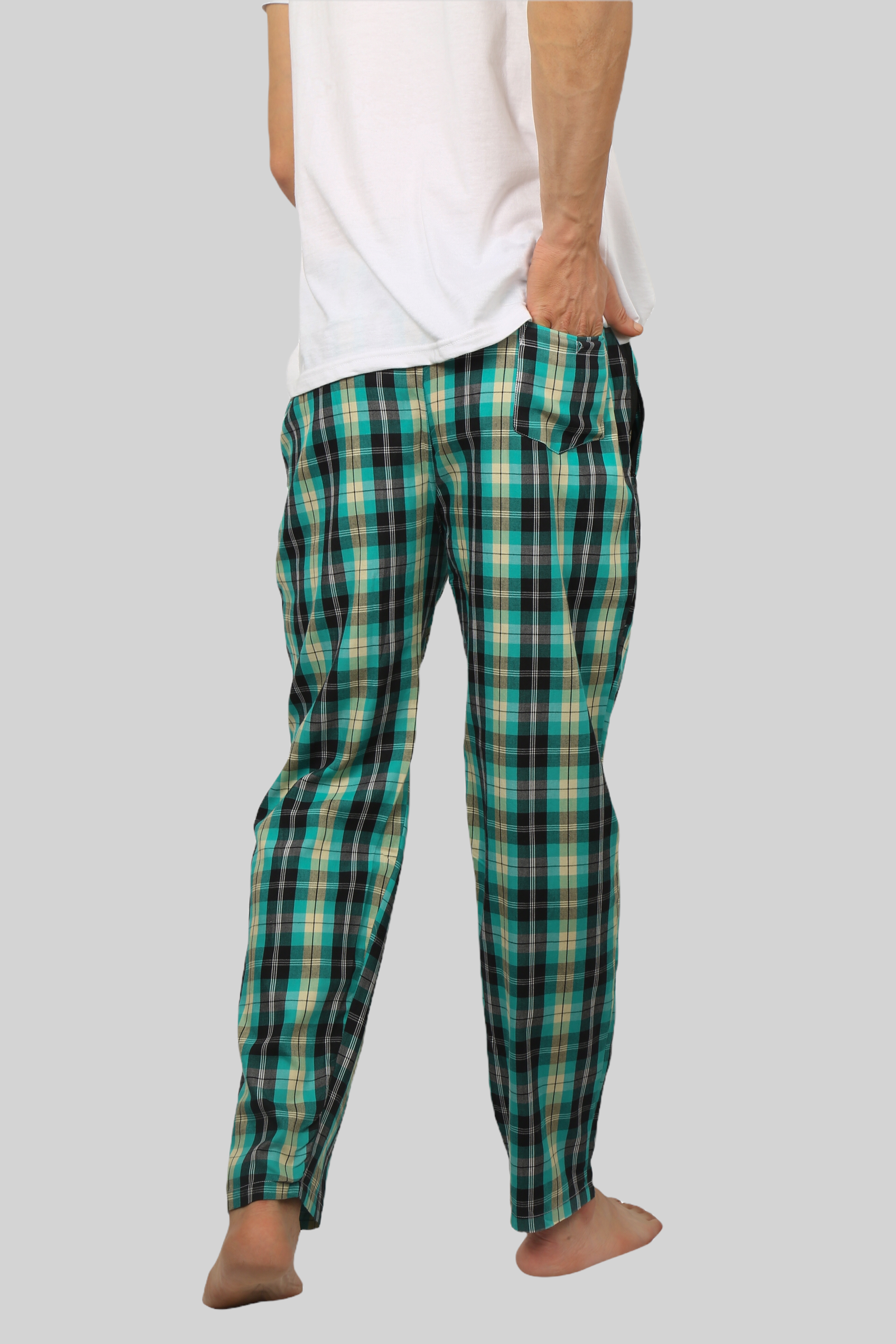 Cyan Blue soft and super comfortable checkered pajamas for men