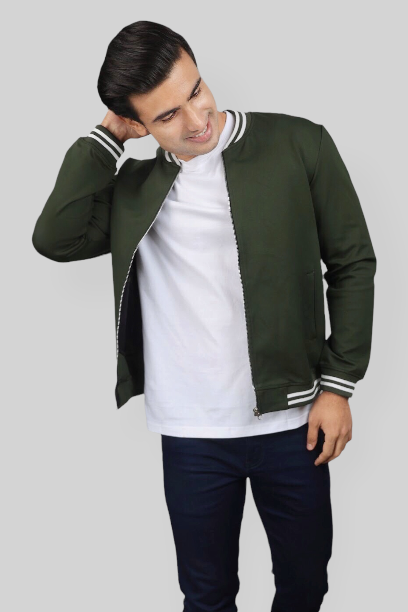 Classic Dark Green Bomber Jacket for men