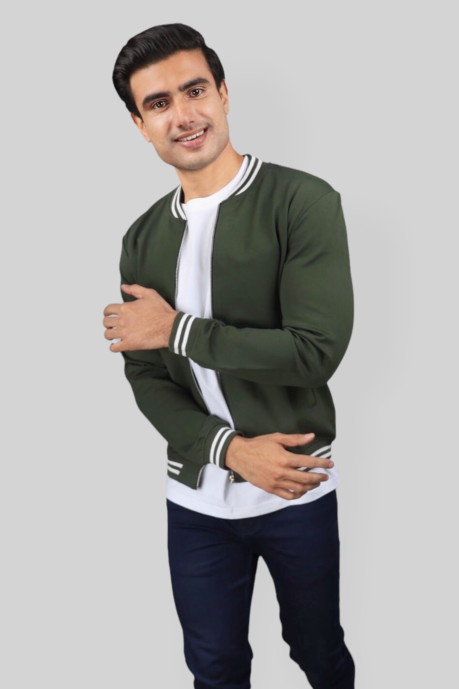 Classic Dark Green Bomber Jacket for men