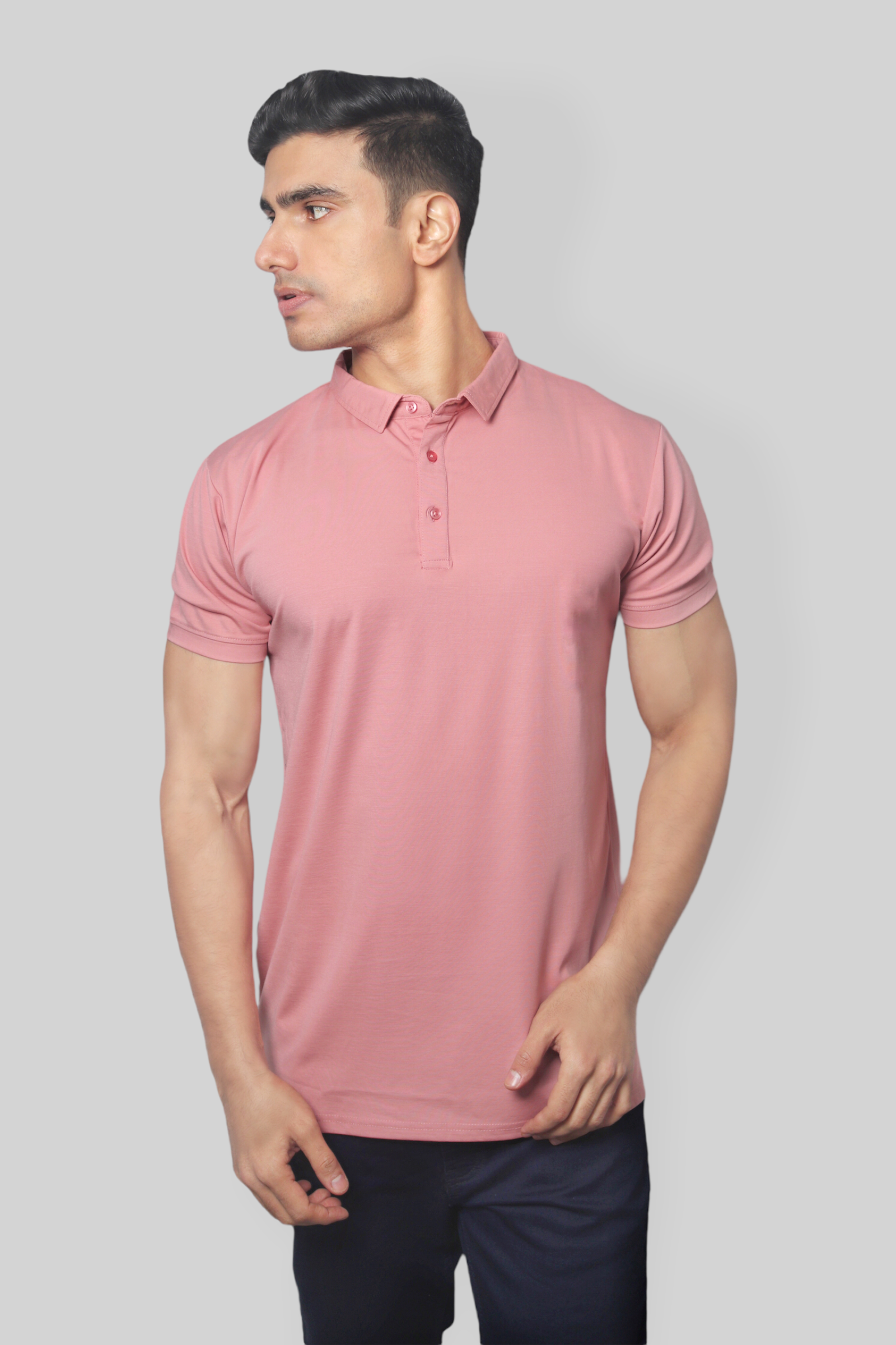 Dark Pink Classic Fine Italian Collar T-shirt mens