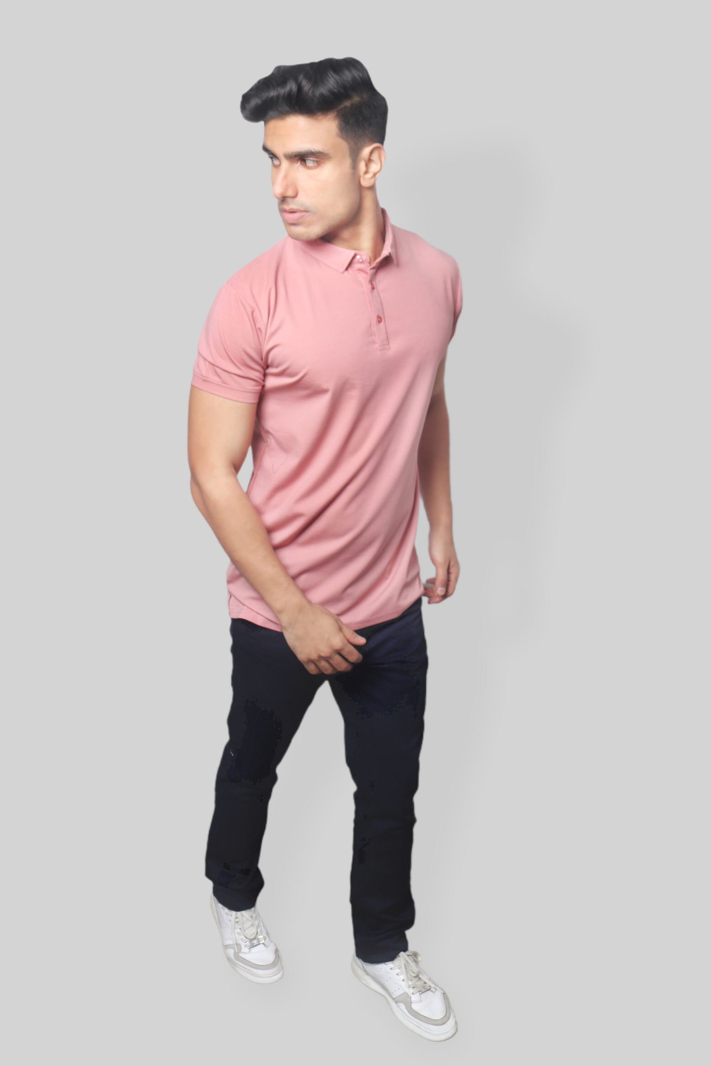Dark Pink Classic Fine Italian Collar T-shirt mens