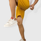 Dark Yellow casual cotton fleece shorts for men