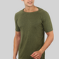 Military Green Half Sleeve Flat Knit round neck T-Shirt