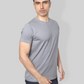 Solid Gray plain Round Neck Cotton Tshirt for men