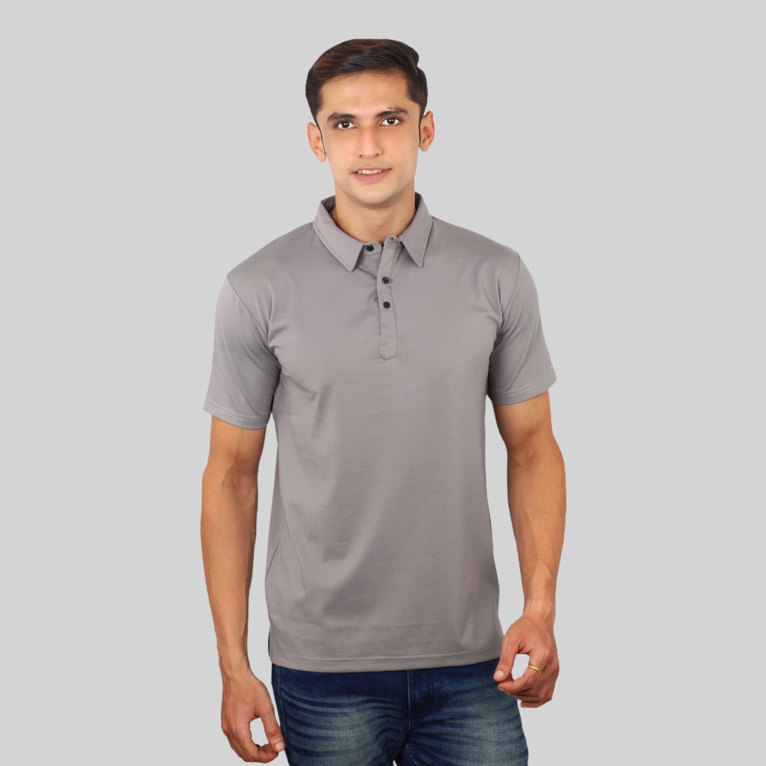 Grey Classic Italian Collar T-shirt for men