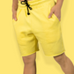 Lemon Yellow casual cotton fleece shorts for men