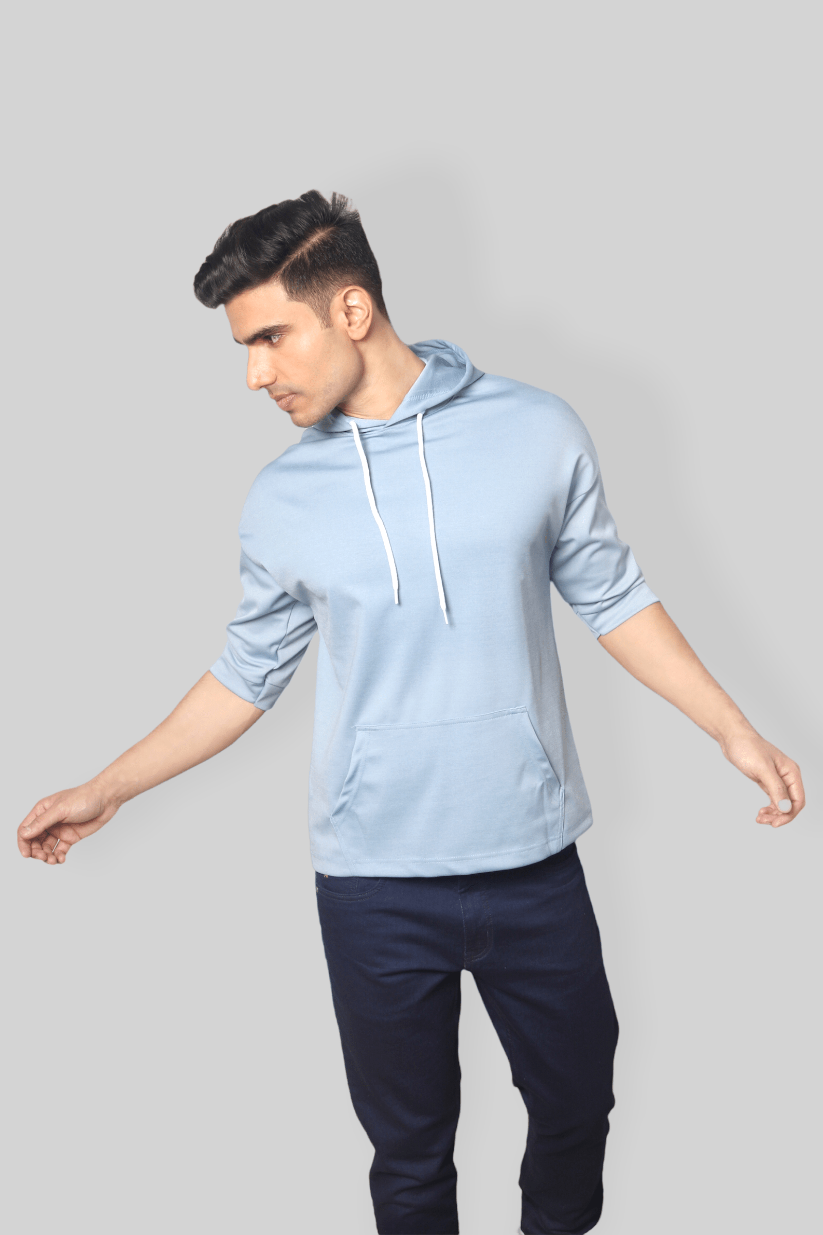 Light Blue off shoulder Oversized  Hoodie