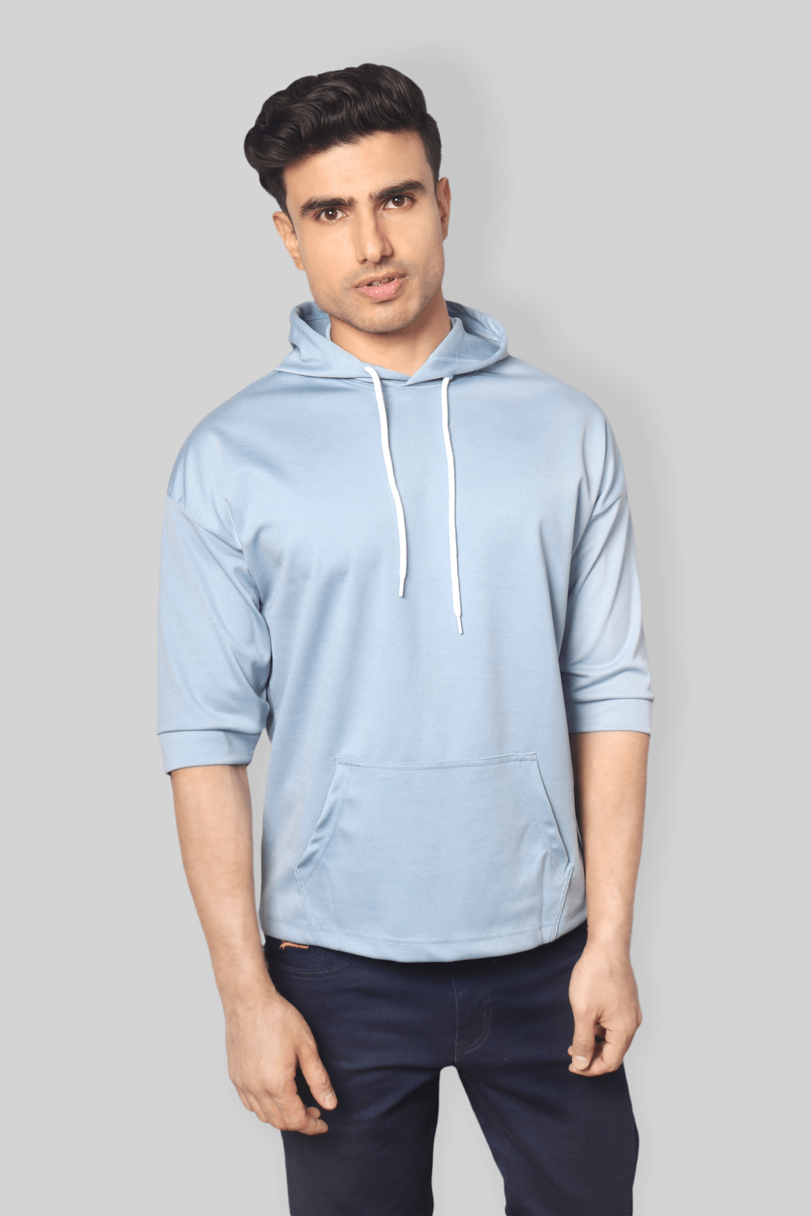 Light Blue off shoulder Oversized  Hoodie