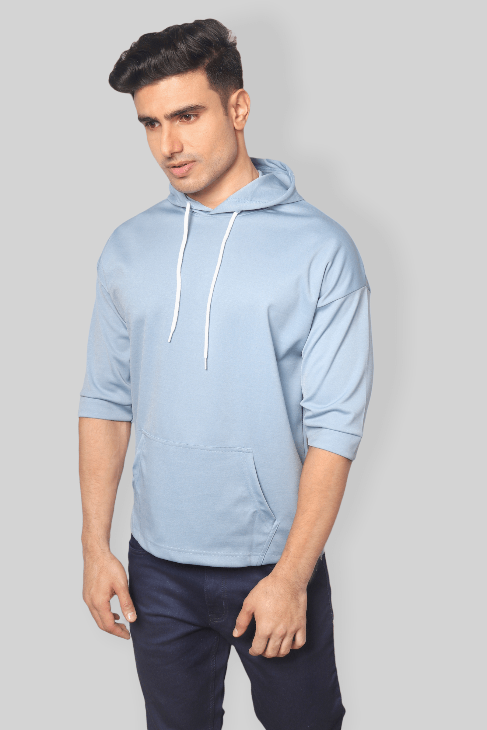 Light Blue off shoulder Oversized  Hoodie