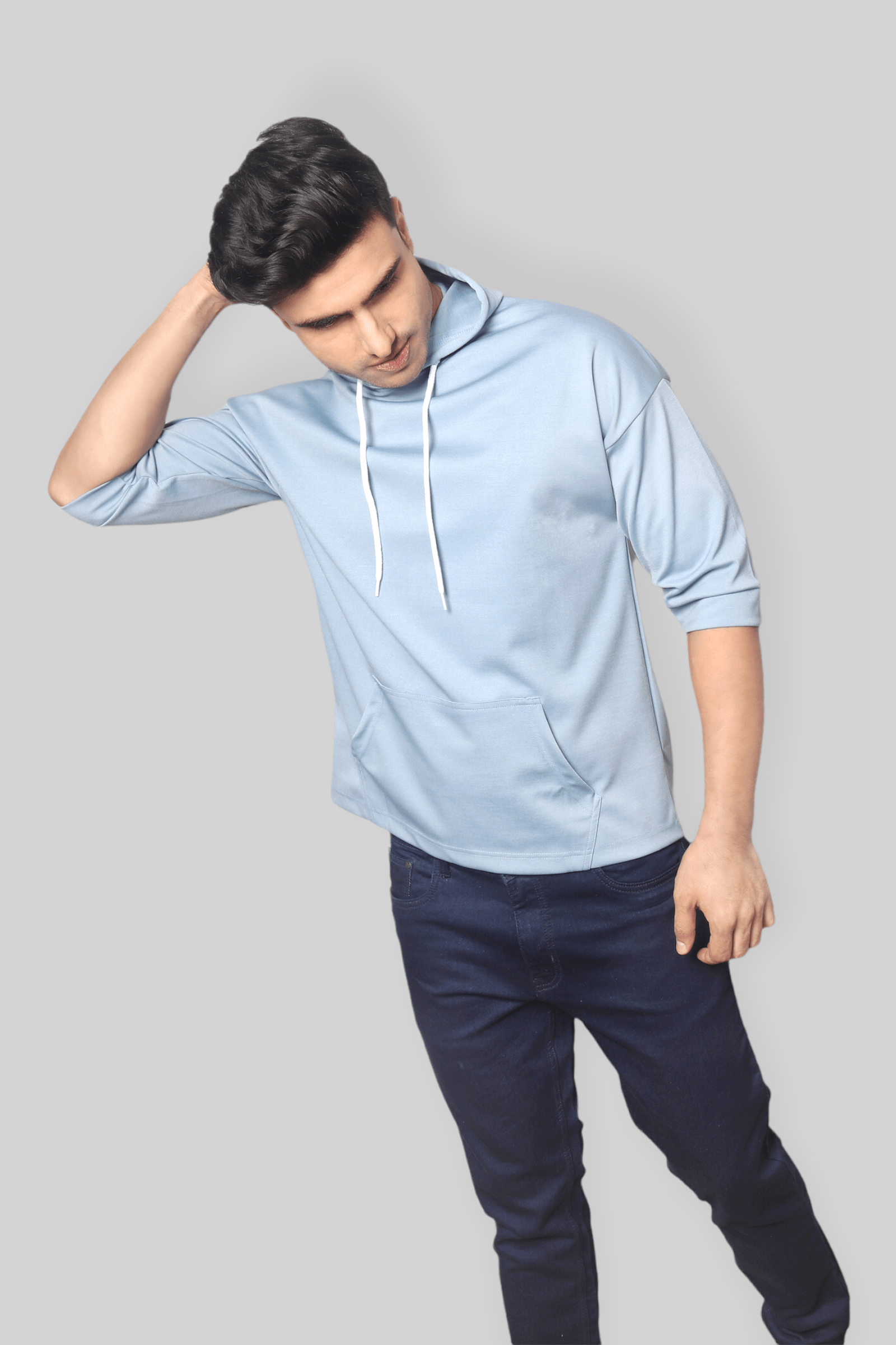 Light Blue off shoulder Oversized  Hoodie