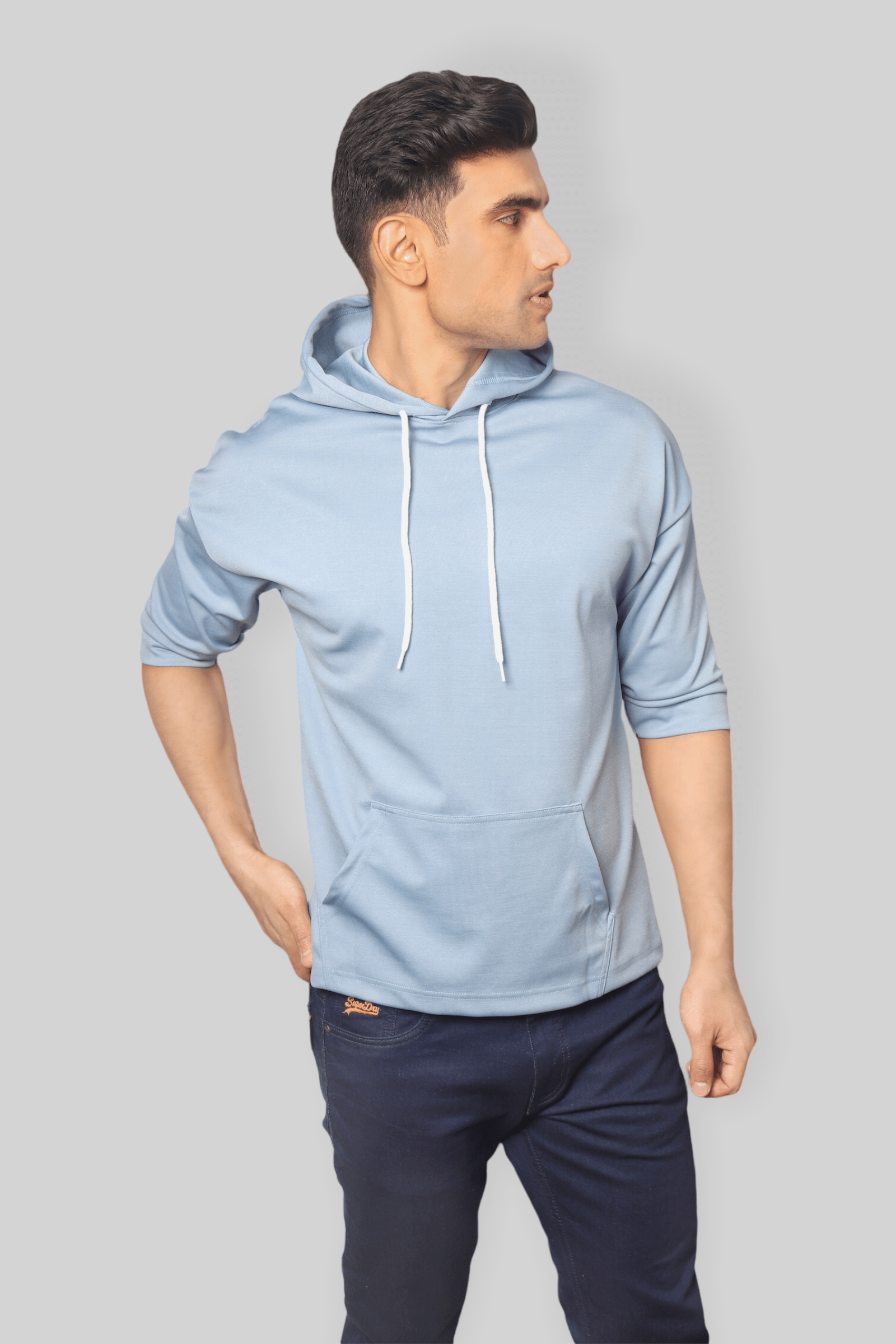 Light Blue off shoulder Oversized  Hoodie