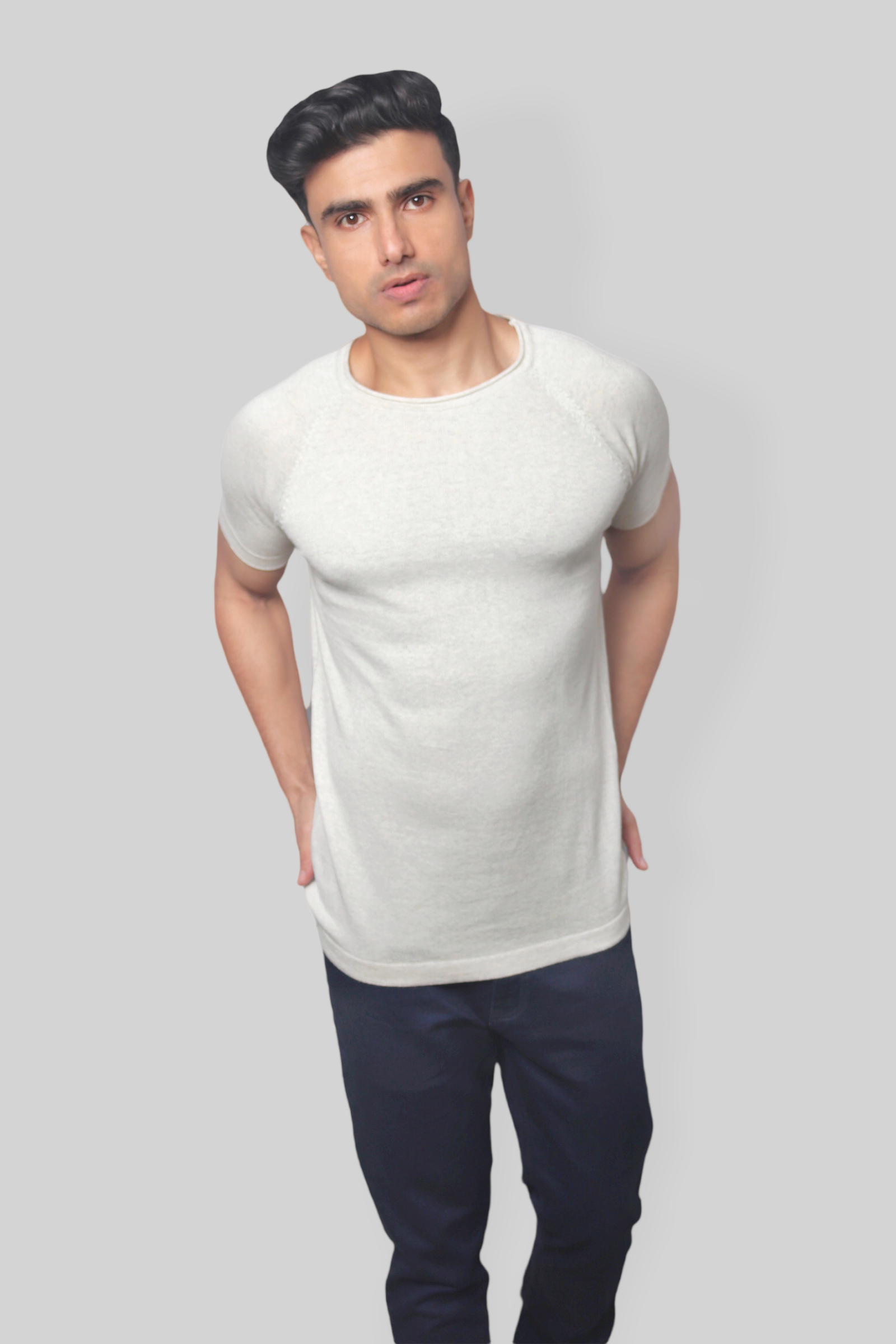 Acru Half Sleeve Flat Knit rough neck T-Shirt mens