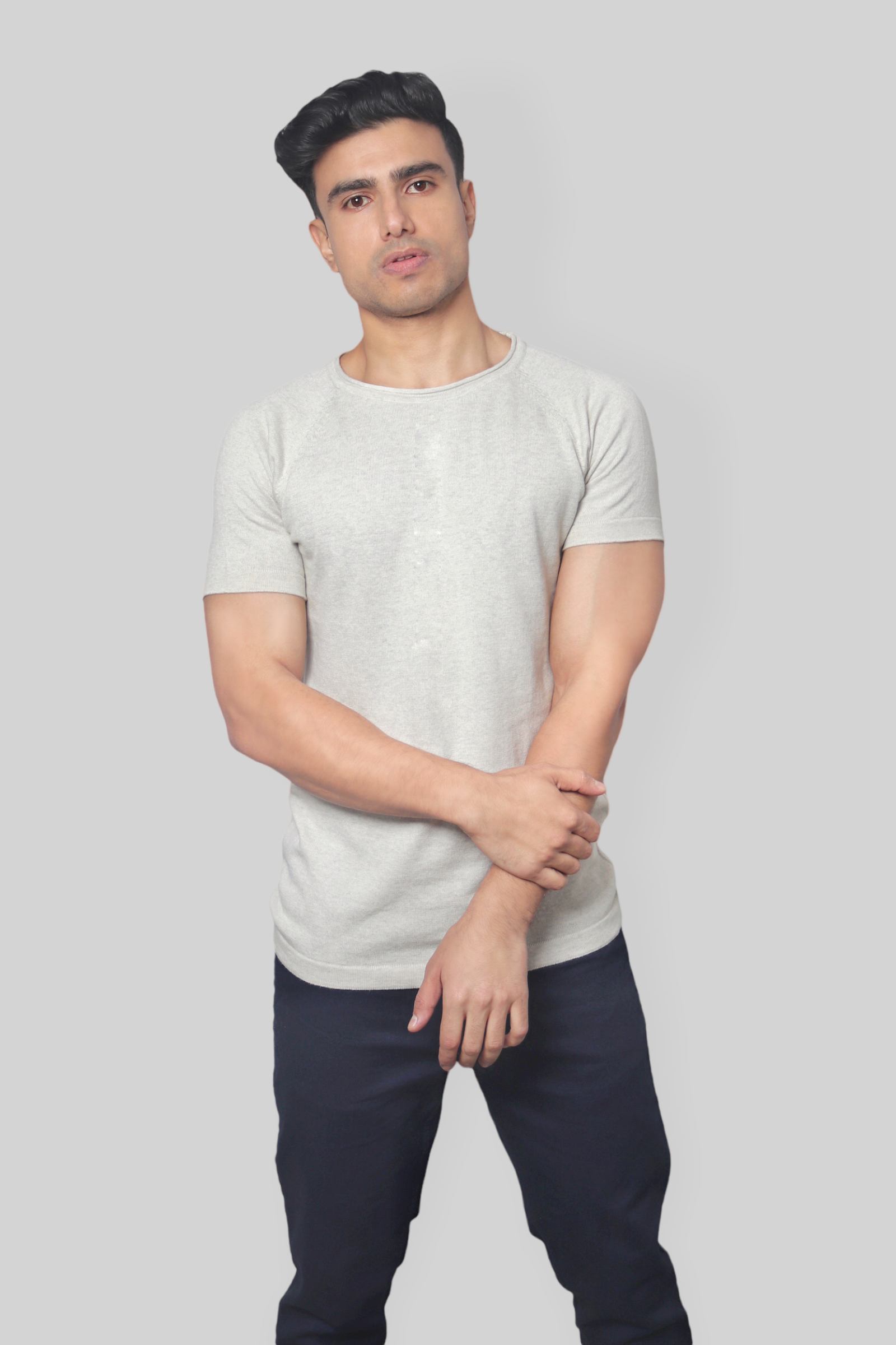 Acru Half Sleeve Flat Knit rough neck T-Shirt mens