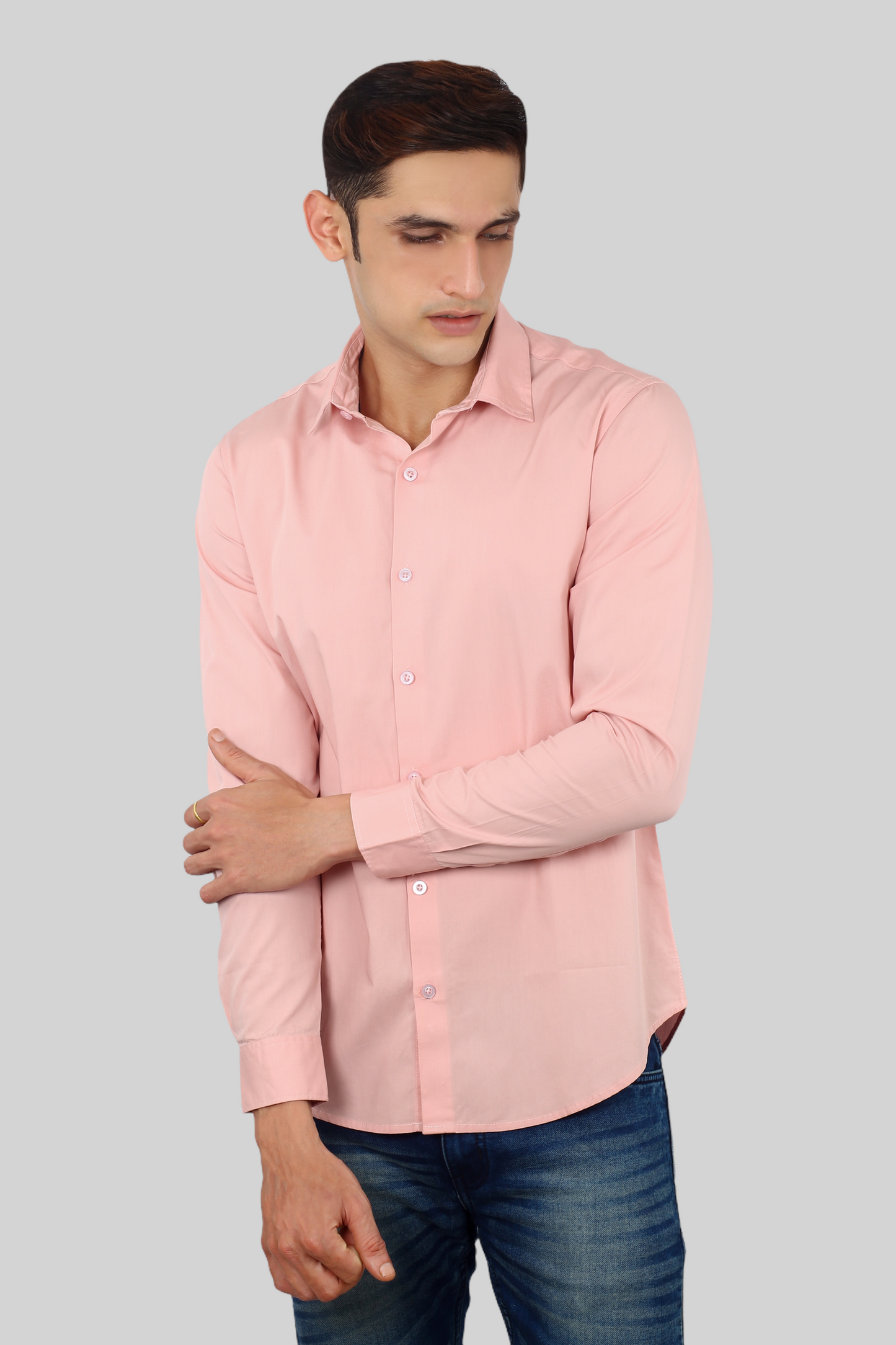 Light Pink Plain Cotton Shirt