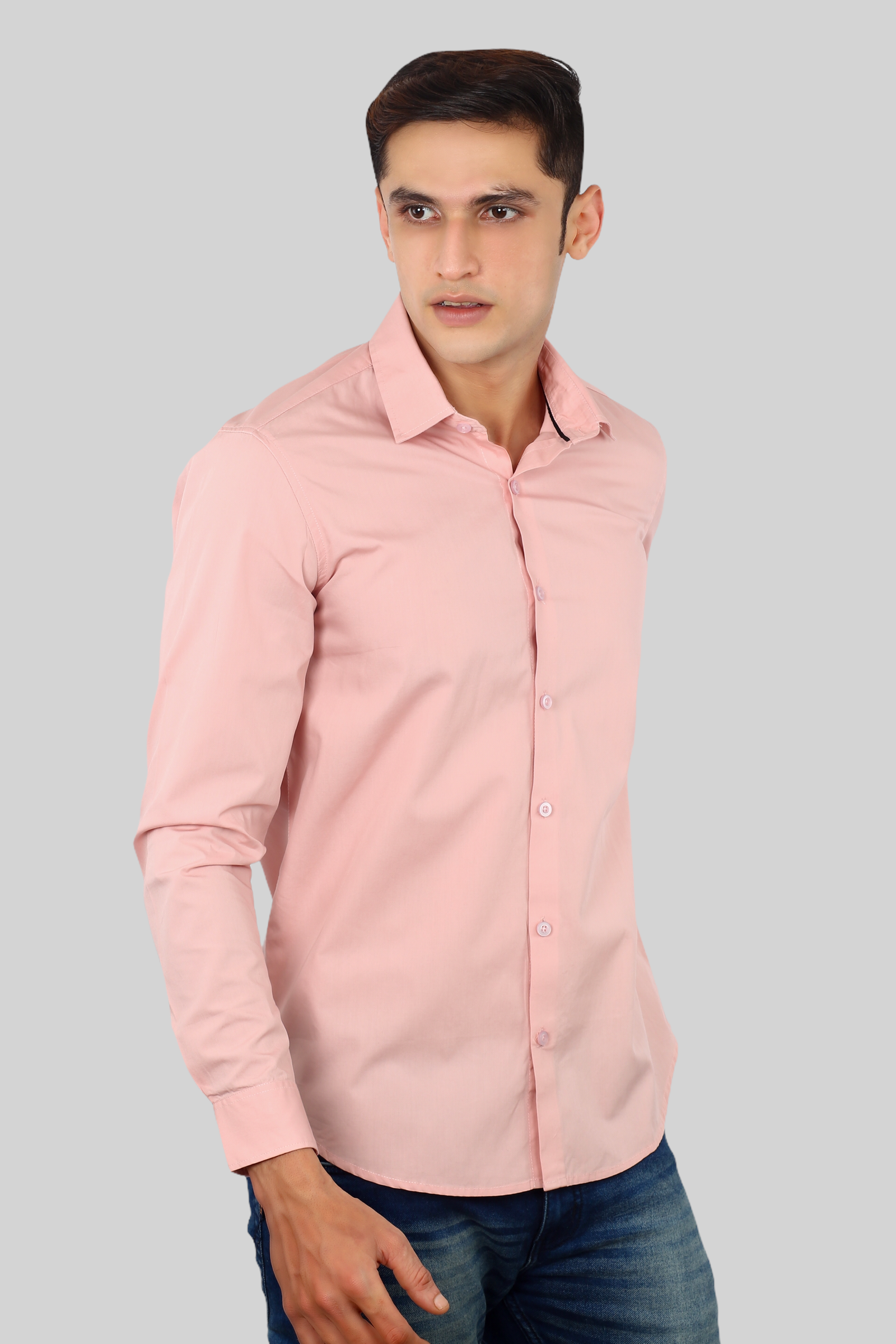 Light Pink Plain Cotton Shirt