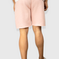 Pink casual cotton fleece cut hem shorts for men