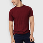 Maroon Half Sleeve Flat Knit self striped Round neck T-Shirt for men