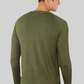 Mens Olive Green Flat Knit Full Sleeve round neck T-shirt