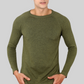 Mens Olive Green Flat Knit Full Sleeve round neck T-shirt