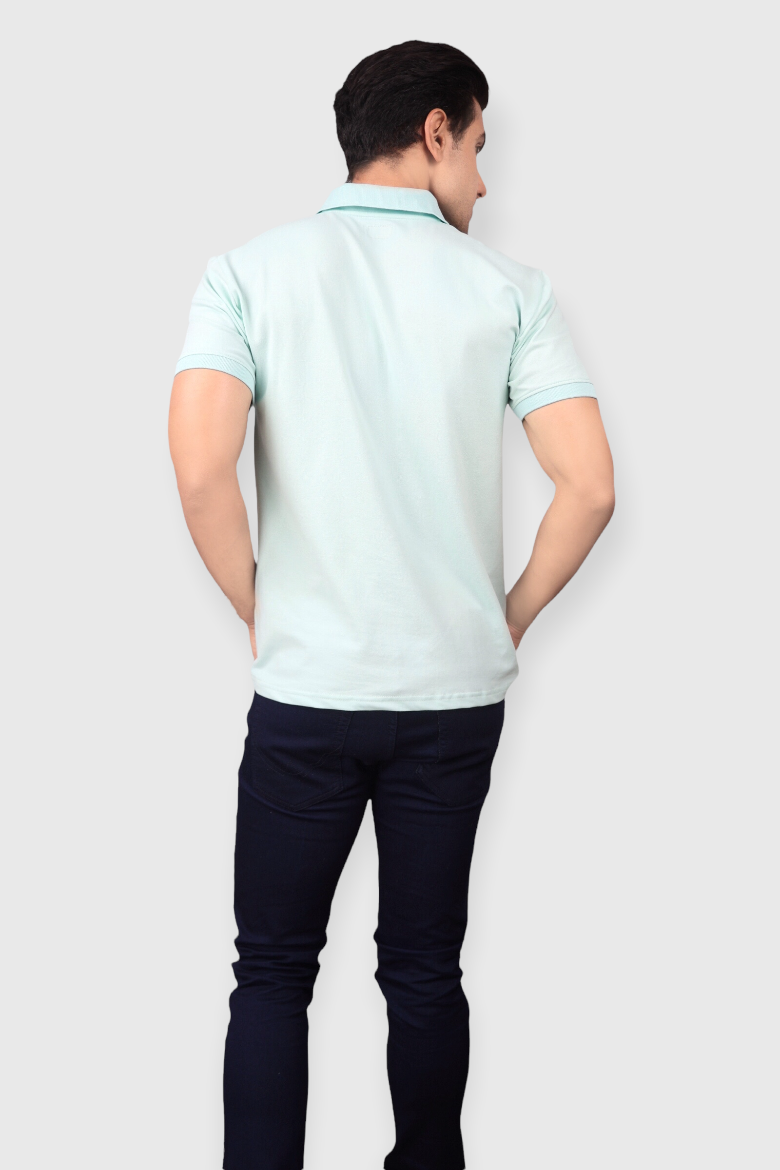 Albatross men’s Aqua blue cotton Matty collar tshirt