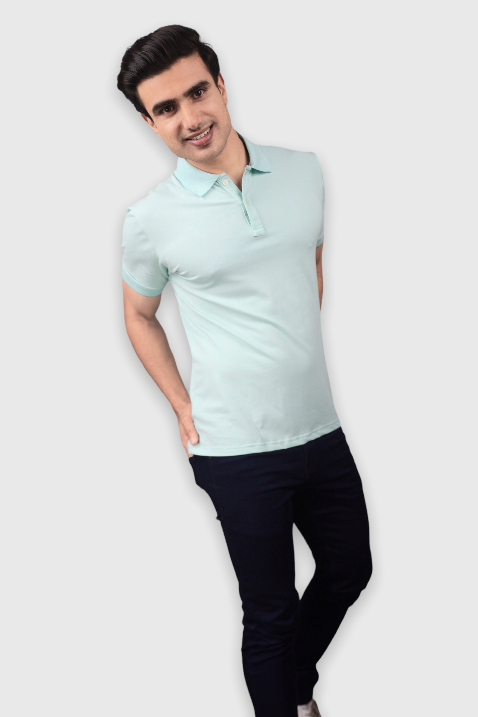 Albatross men’s Aqua blue cotton Matty collar tshirt