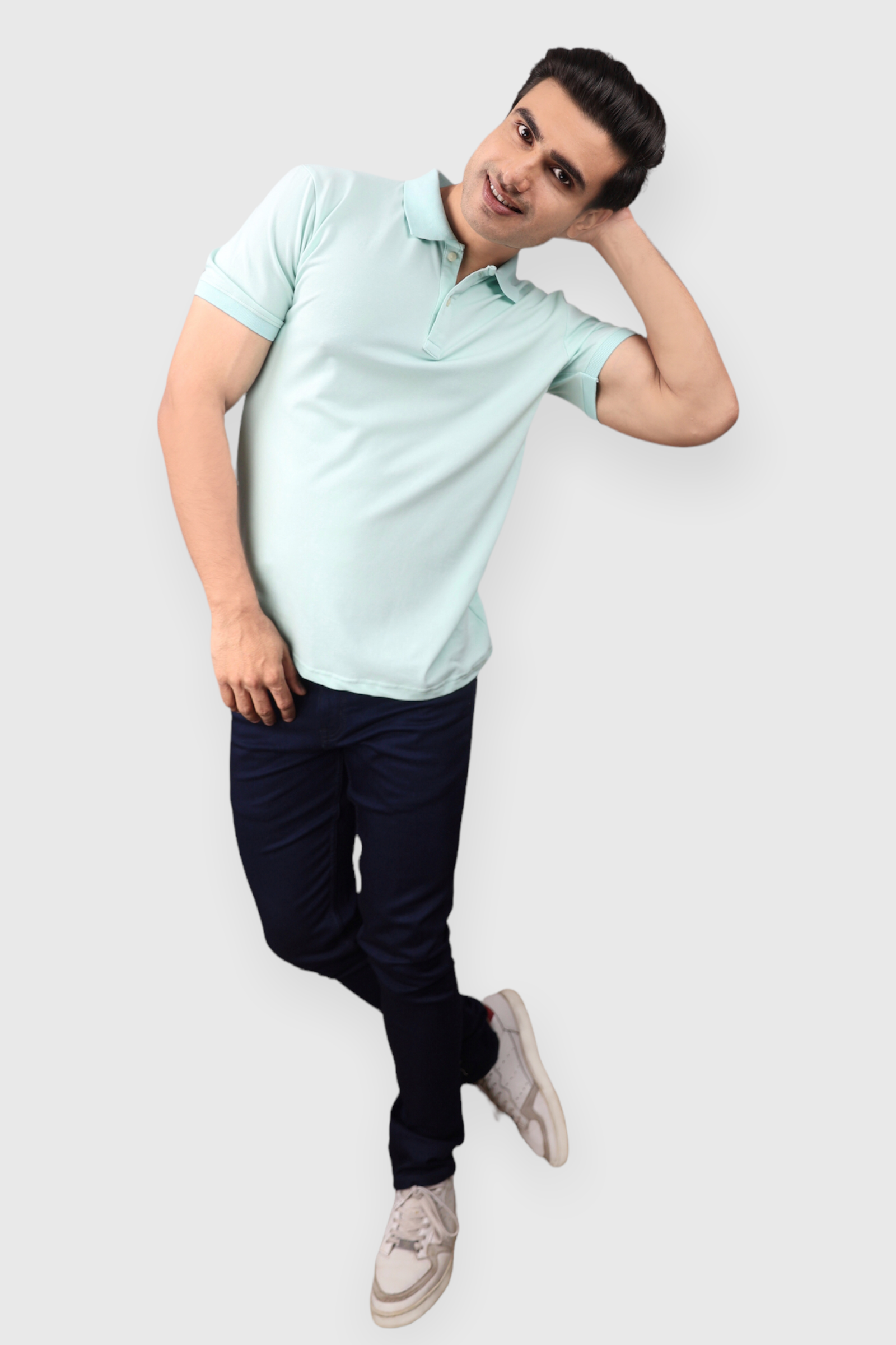 Albatross men’s Aqua blue cotton Matty collar tshirt